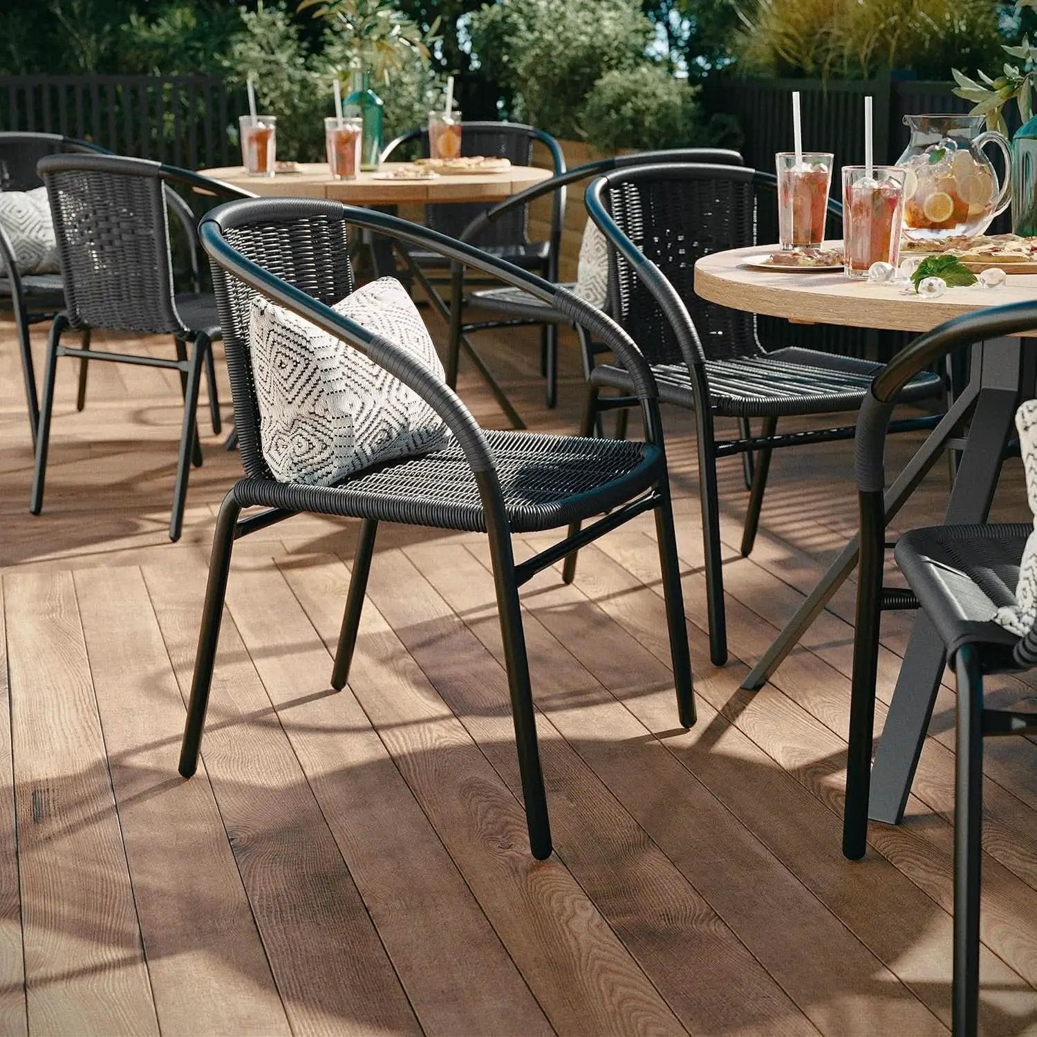 Modern Stackable Rattan Dining Chairs Set for Outdoor from PriceLows™