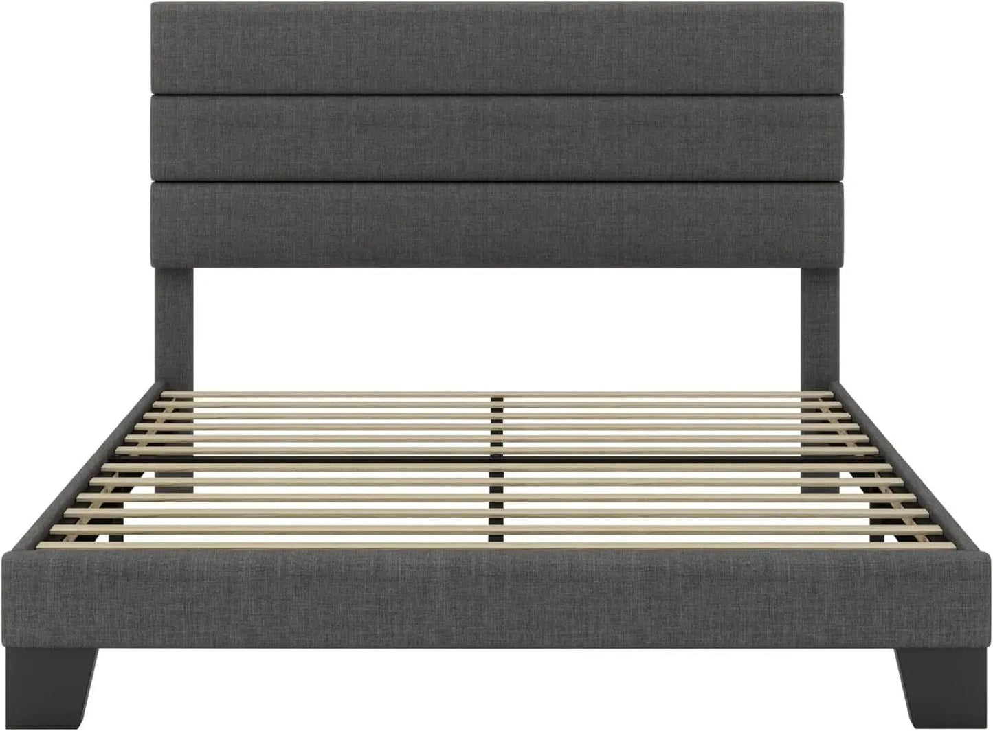 Full Size Upholstered Bed Frame With Grey Headboard from PriceLows™