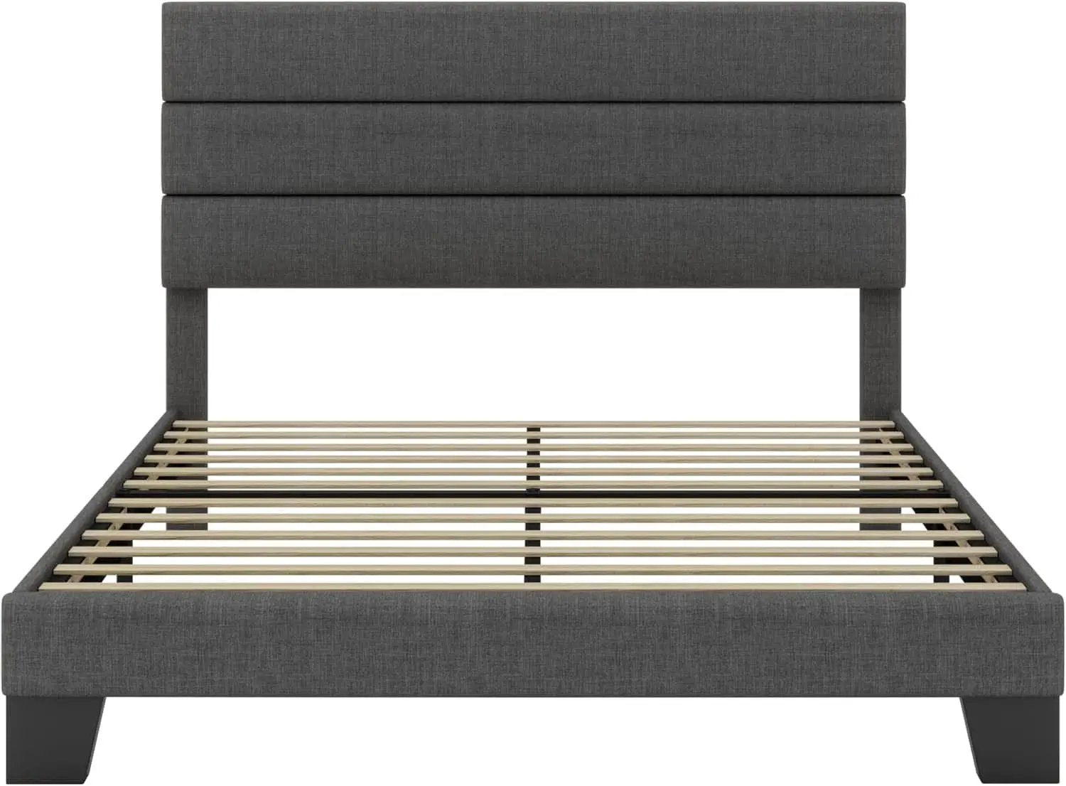 Full Size Upholstered Bed Frame With Grey Headboard from PriceLows™