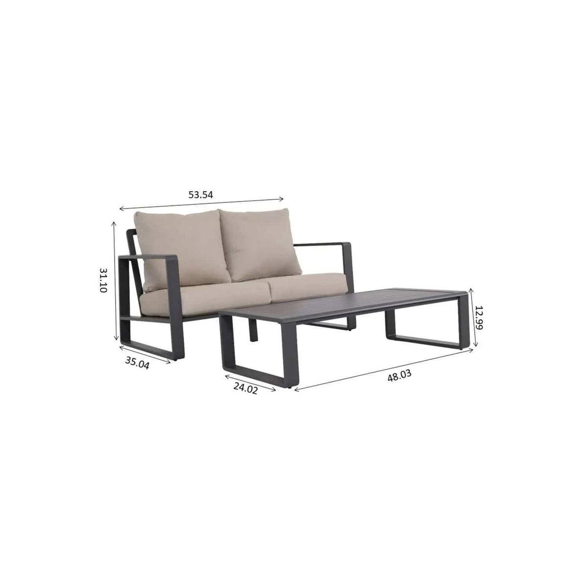 Sofa With Rectangular Coffee Table 2 Piece Outdoor Set | 2 Pieces | Living Room Furniture | Living Room