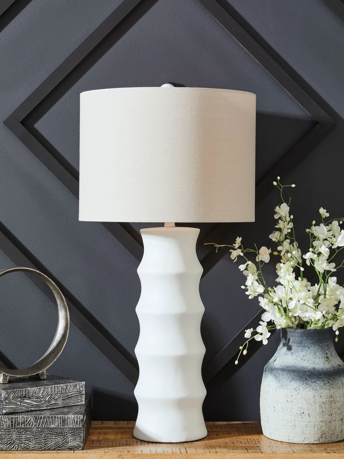 Veraleigh Poly Floor Lamp | 66 Inch Height | Scalloped Design | Fresh Finish