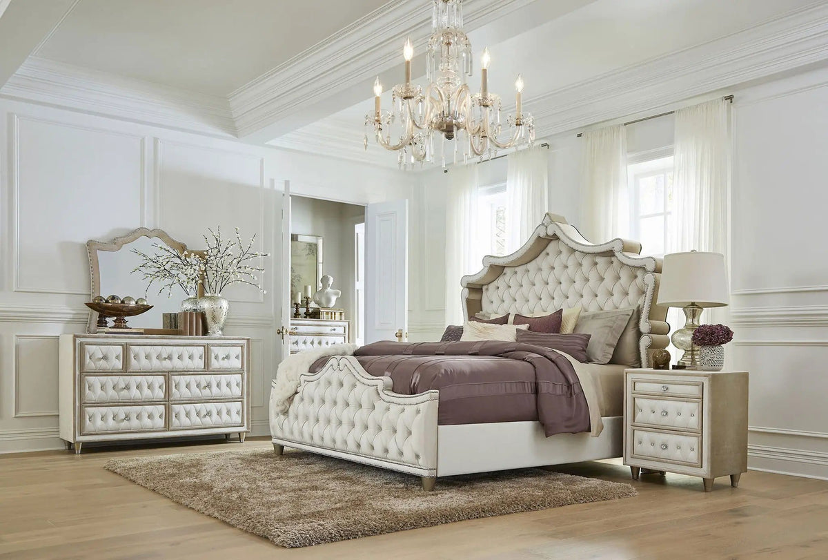 Antonella 5-piece Eastern King Bedroom Set | 5-Piece Set | Crystal | Ivory