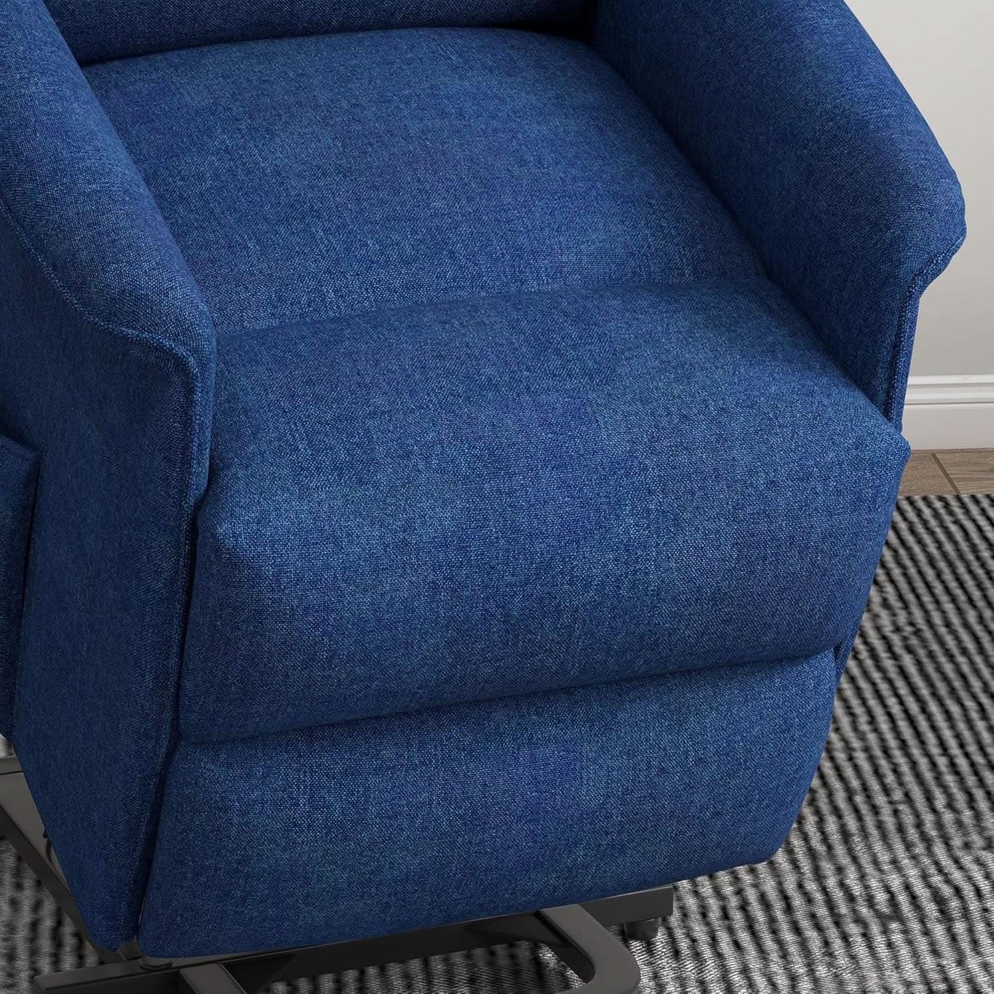 Power Lift Recliner Chair In Dark Blue Fabric Easy Assembly from PriceLows™