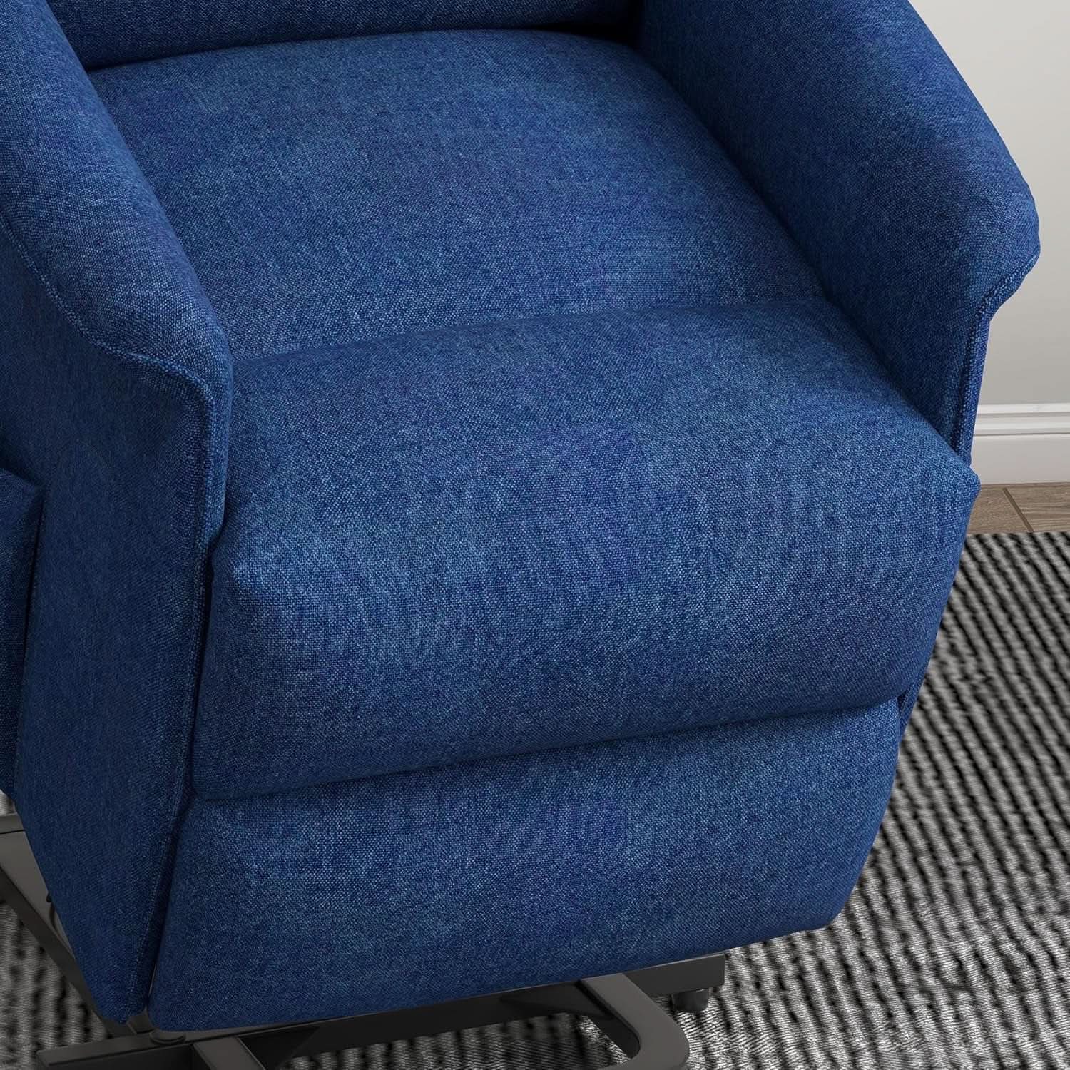 Power Lift Recliner Chair In Dark Blue Fabric Easy Assembly from PriceLows™