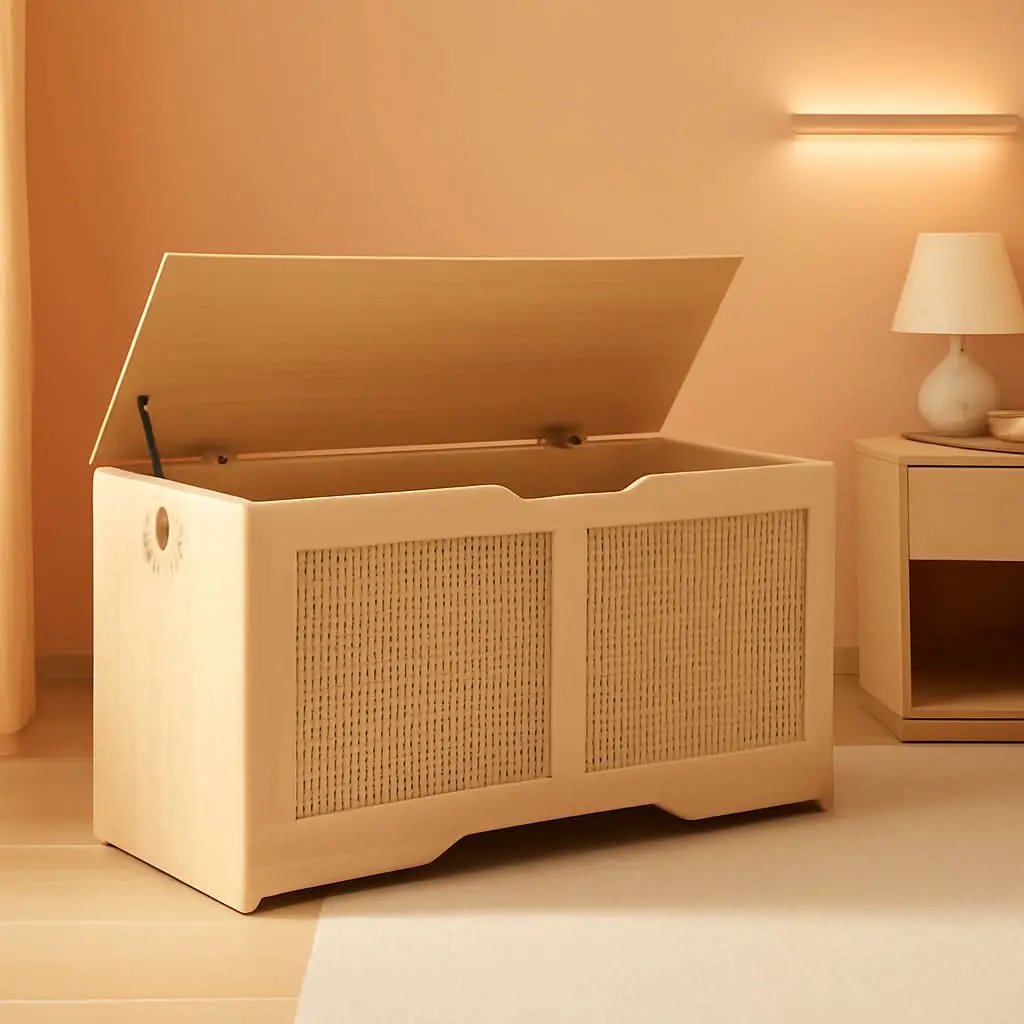 FortyThreeInch RattanLike StorageChest Bench With Safety Hinge from PriceLows™