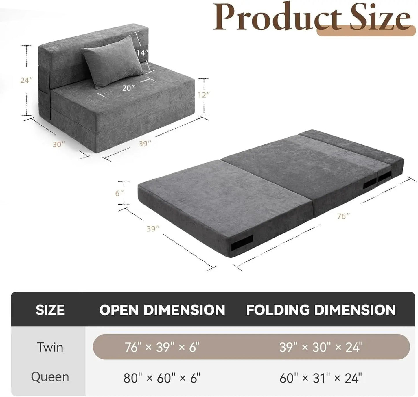 Twin Memory Foam Convertible Sofa Bed PremiumEdition from PriceLows™