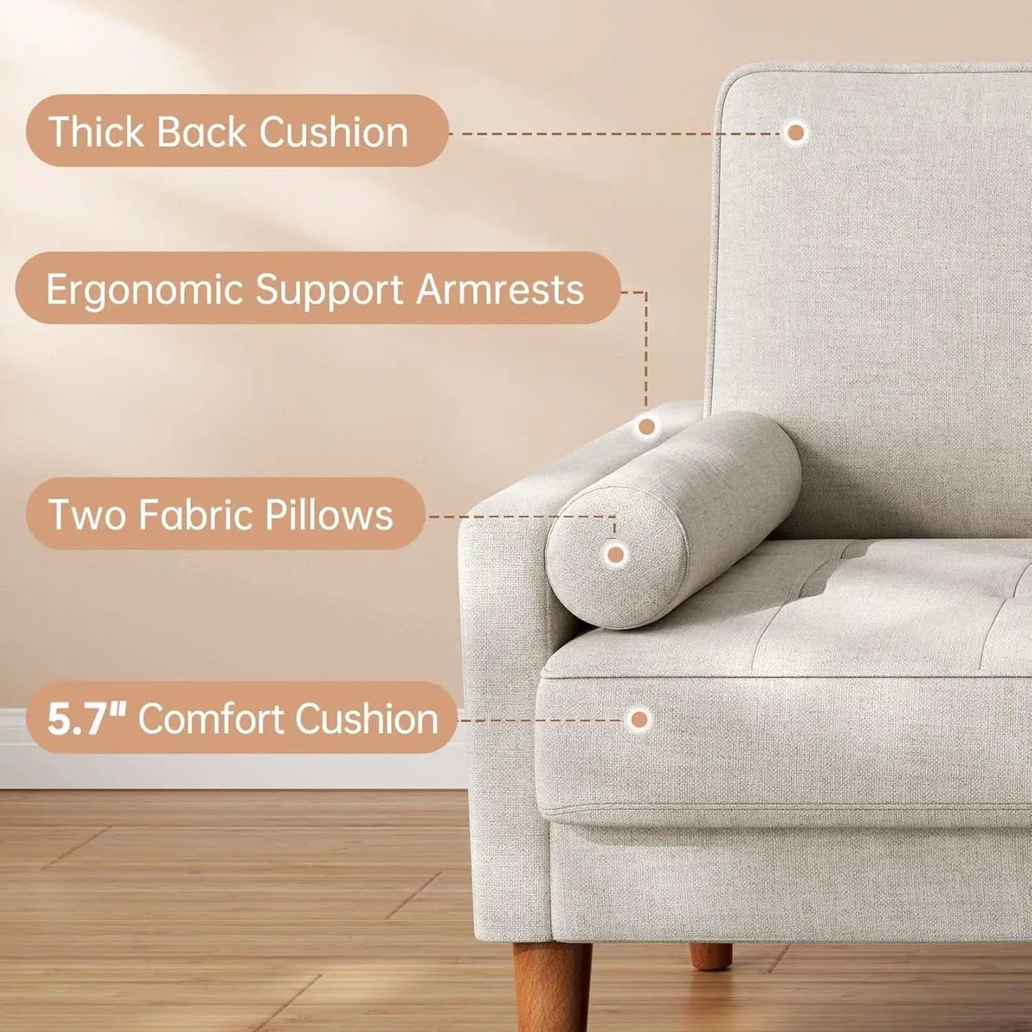 Ashbeige Modern Loveseat For Small Spaces Pocket Spring from PriceLows™