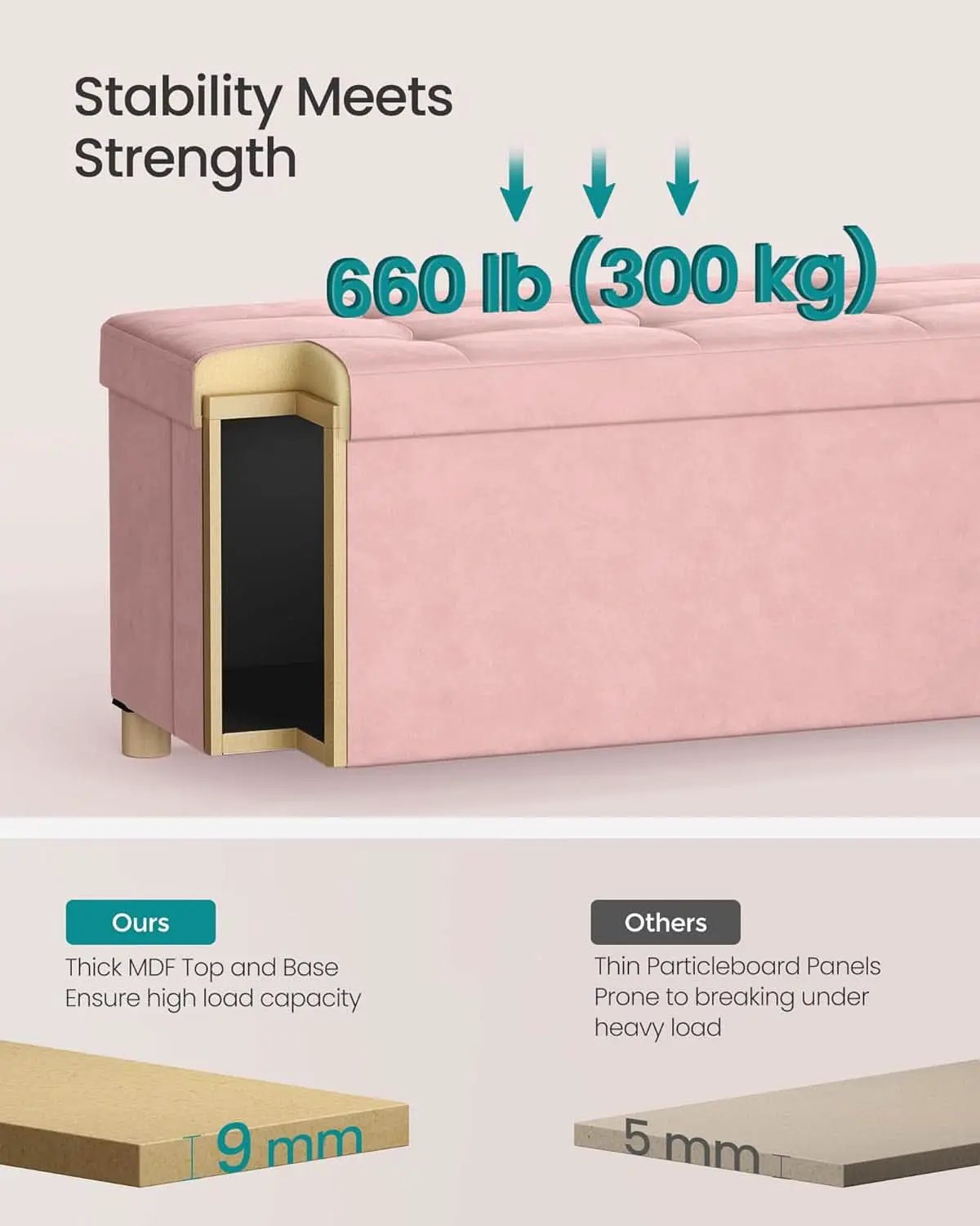Jelly Pink Velvet Extra Large Storage Ottoman Chest from PriceLows™