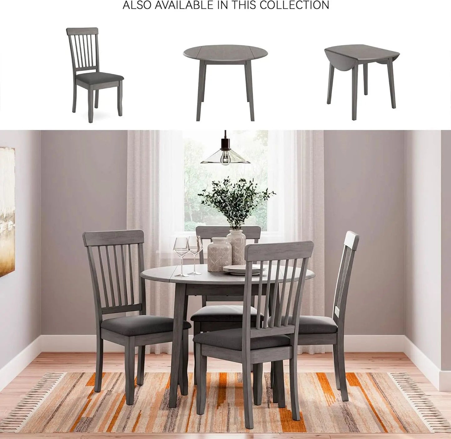 Gray Drop Leaf Dining Table Seats Four With Two Leaves from PriceLows™