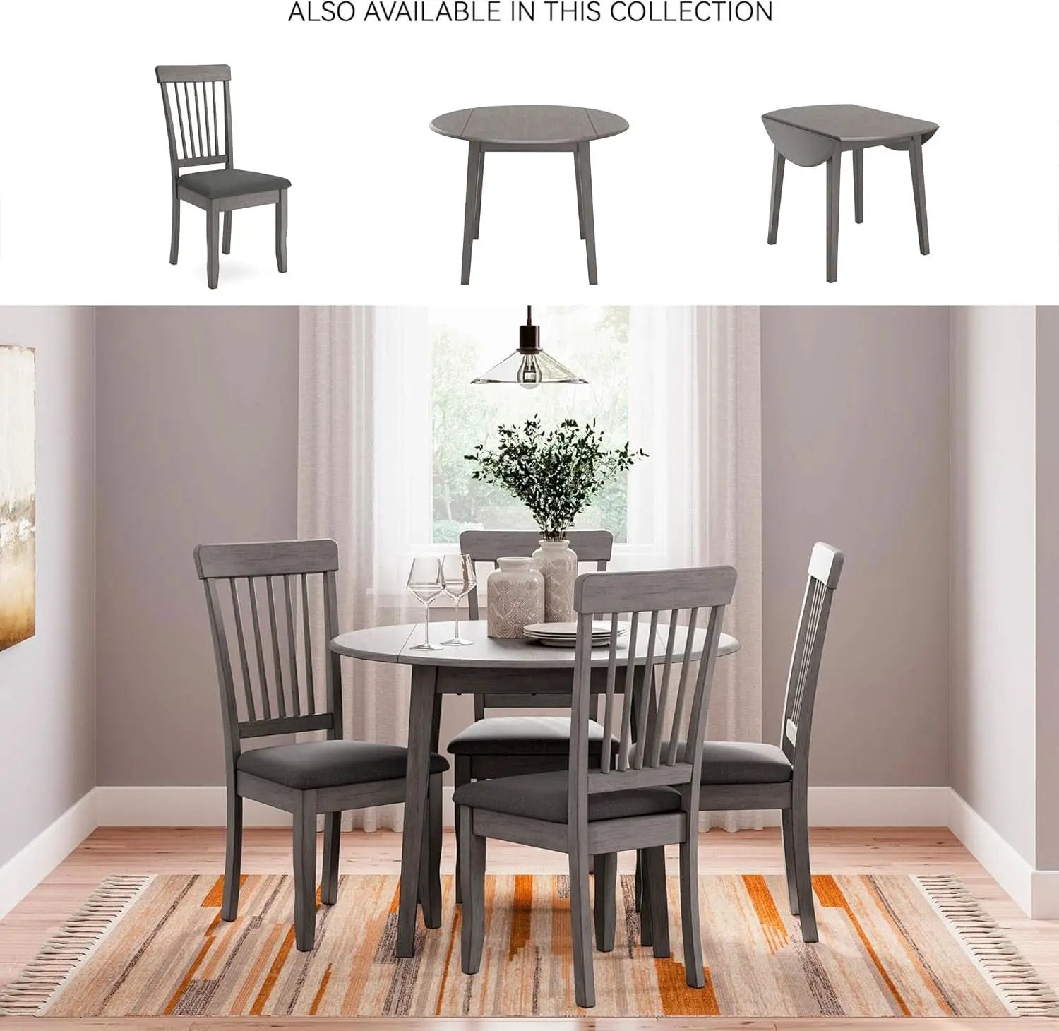 Gray Drop Leaf Dining Table Seats Four With Two Leaves from PriceLows™