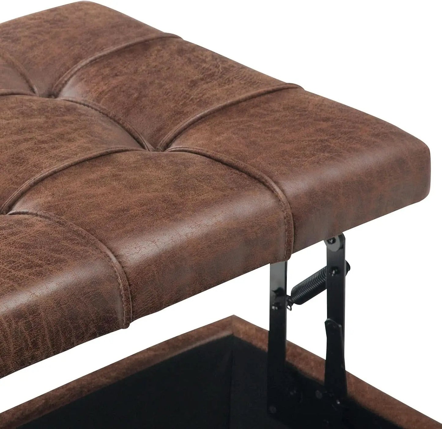 Distressed Umber 36 Inch Storage Ottoman Vegan Faux Leather from PriceLows™