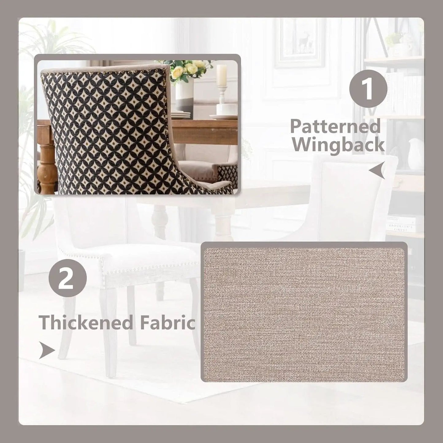 Beige Patterned Modern High Back Dining Chairs Set from PriceLows™