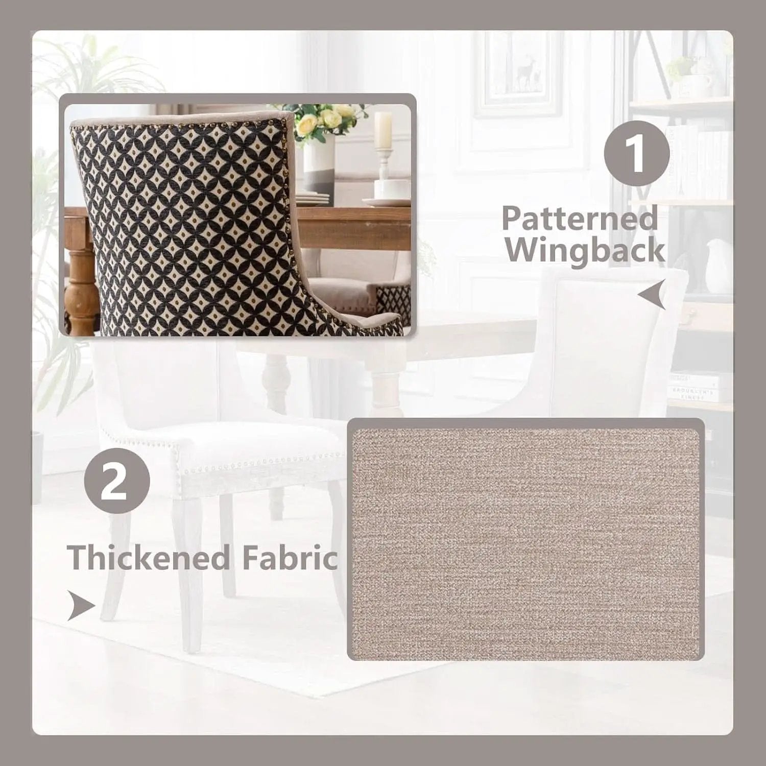 Beige Patterned Modern High Back Dining Chairs Set from PriceLows™
