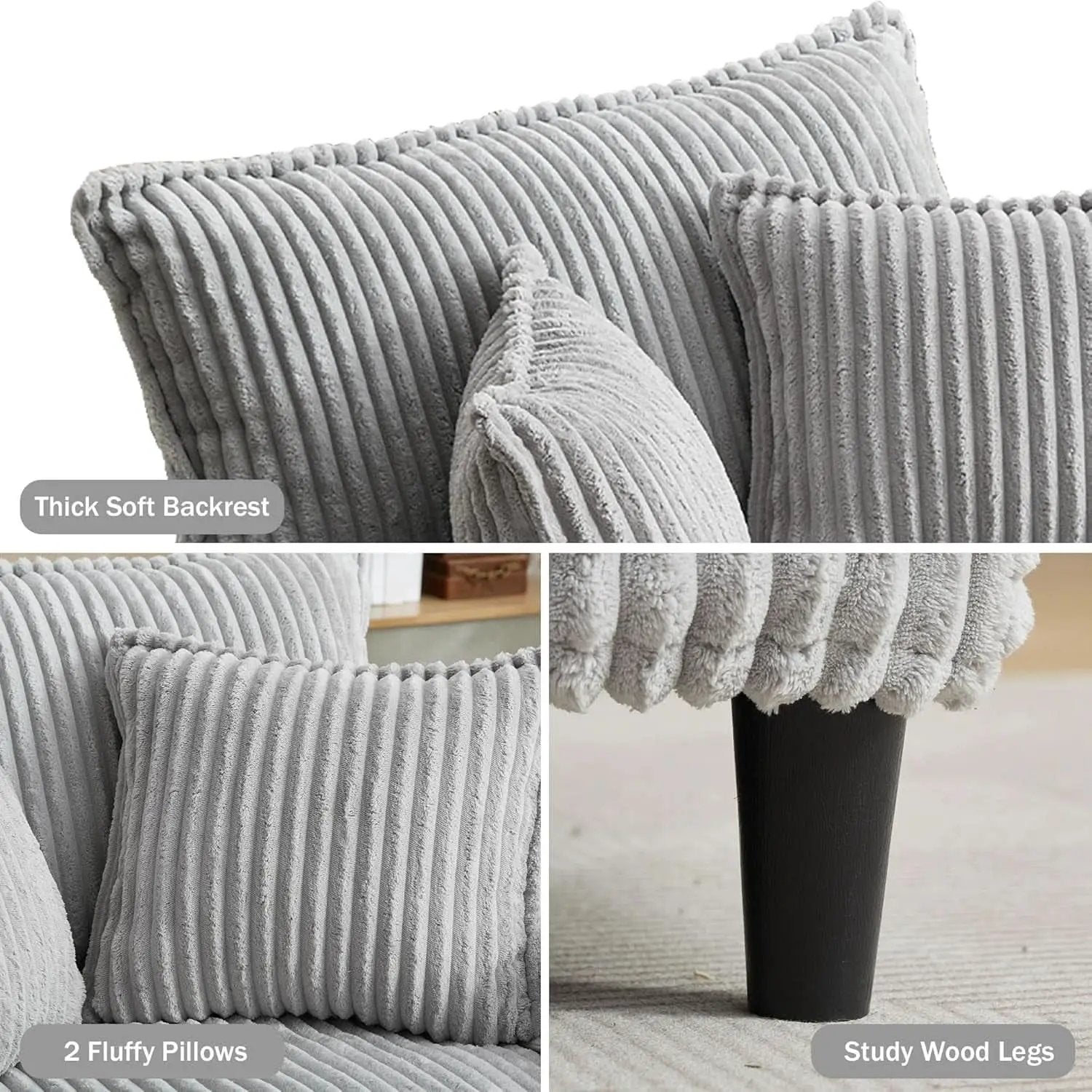 Cream Gray Oversized Chaise Lounge Adjustable Backrest from PriceLows™