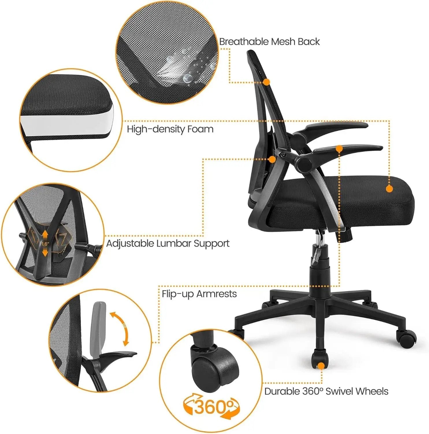 Black Ergonomic Mesh Office Chair With Adjustable Height from PriceLows™