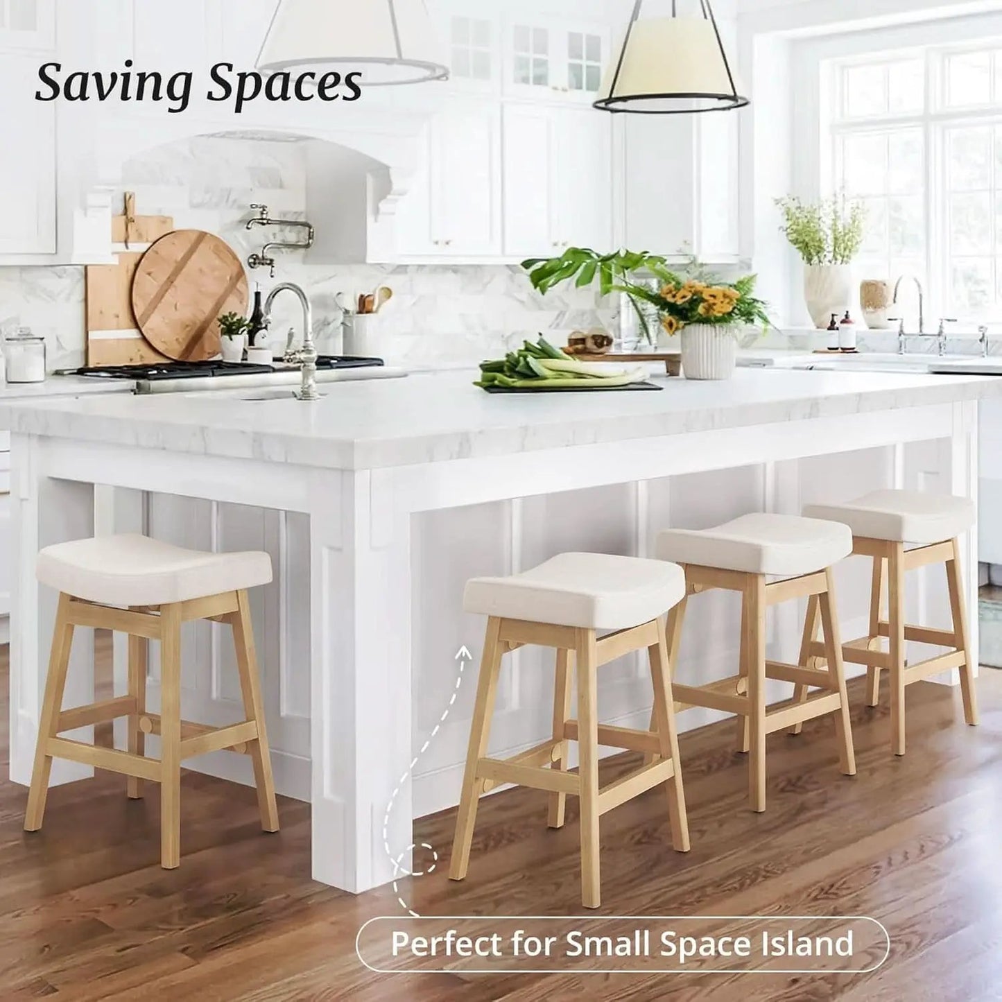 Bar Stools Set Of 3 24 Inch Counter Height Beige Stools from PriceLows™
