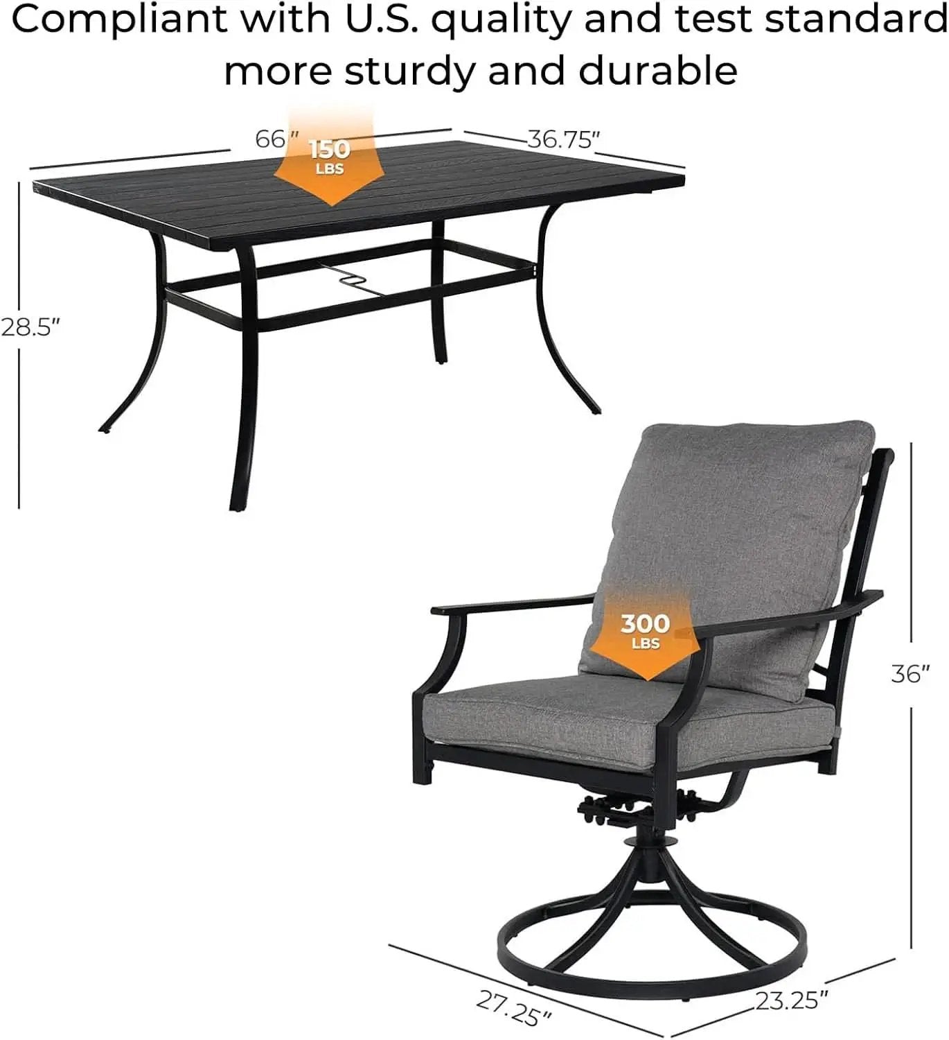 7 Piece Patio Dining Set For 6 With Swivel Chairs And Olefin Cushions from PriceLows™
