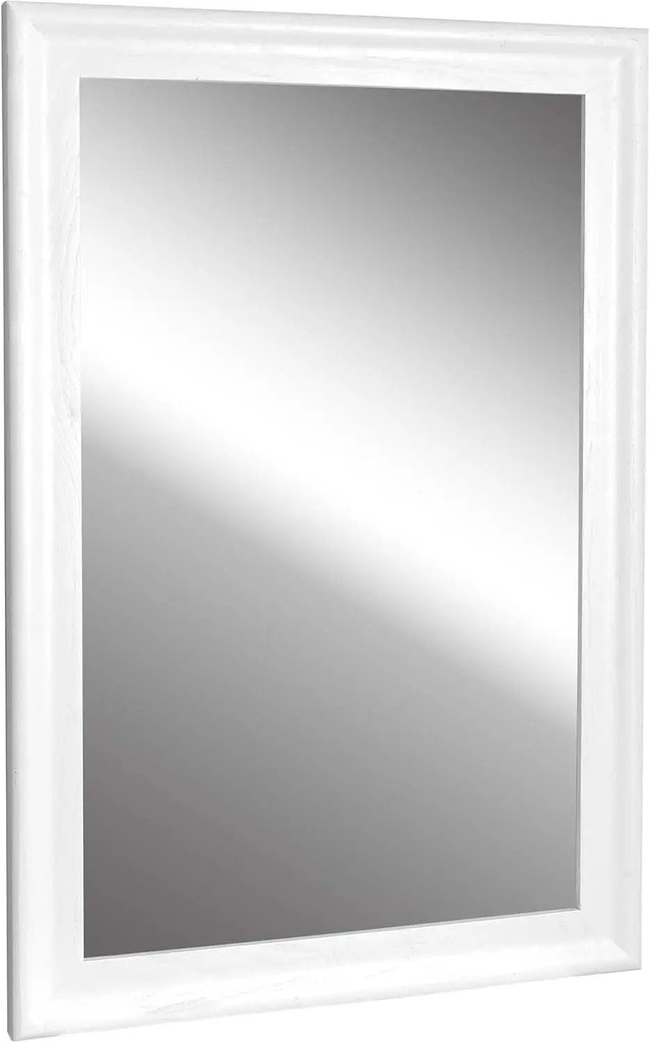 Rectangular White Wood Wall Mirror 24x36 Inches Bathroom