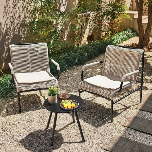 Modern 3-Piece Outdoor Bistro Set with Wide Chairs from PriceLows™