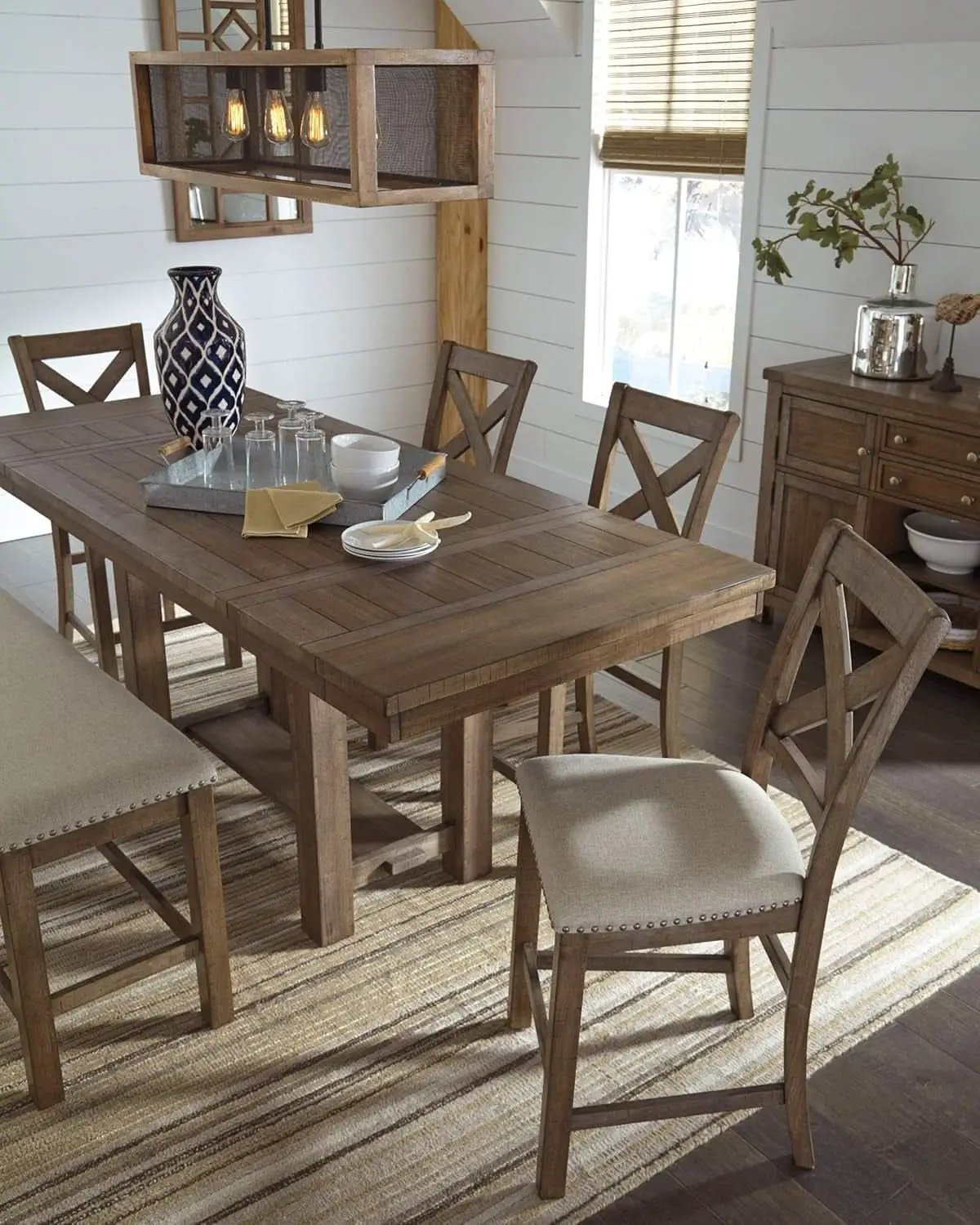 Moriville 24.5 Inch Upholstered Farmhouse Barstools Beige Brown Set of Two from PriceLows™