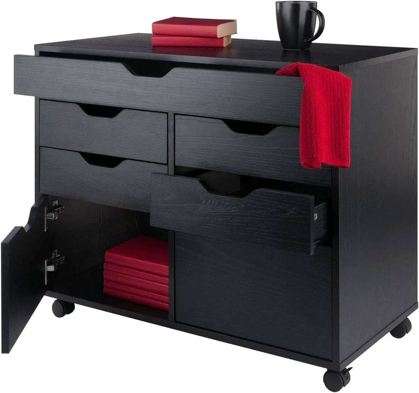 Black Halifax Two Door Storage Cabinet With Four Drawers from PriceLows™