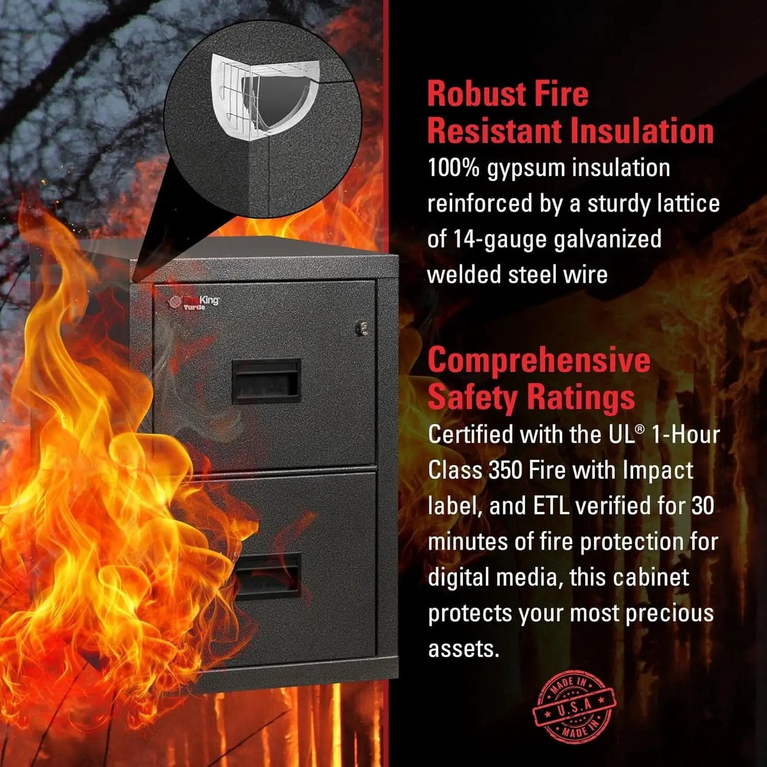 Black 2 Drawer Fire Safe Legal Letter File Cabinet from PriceLows™