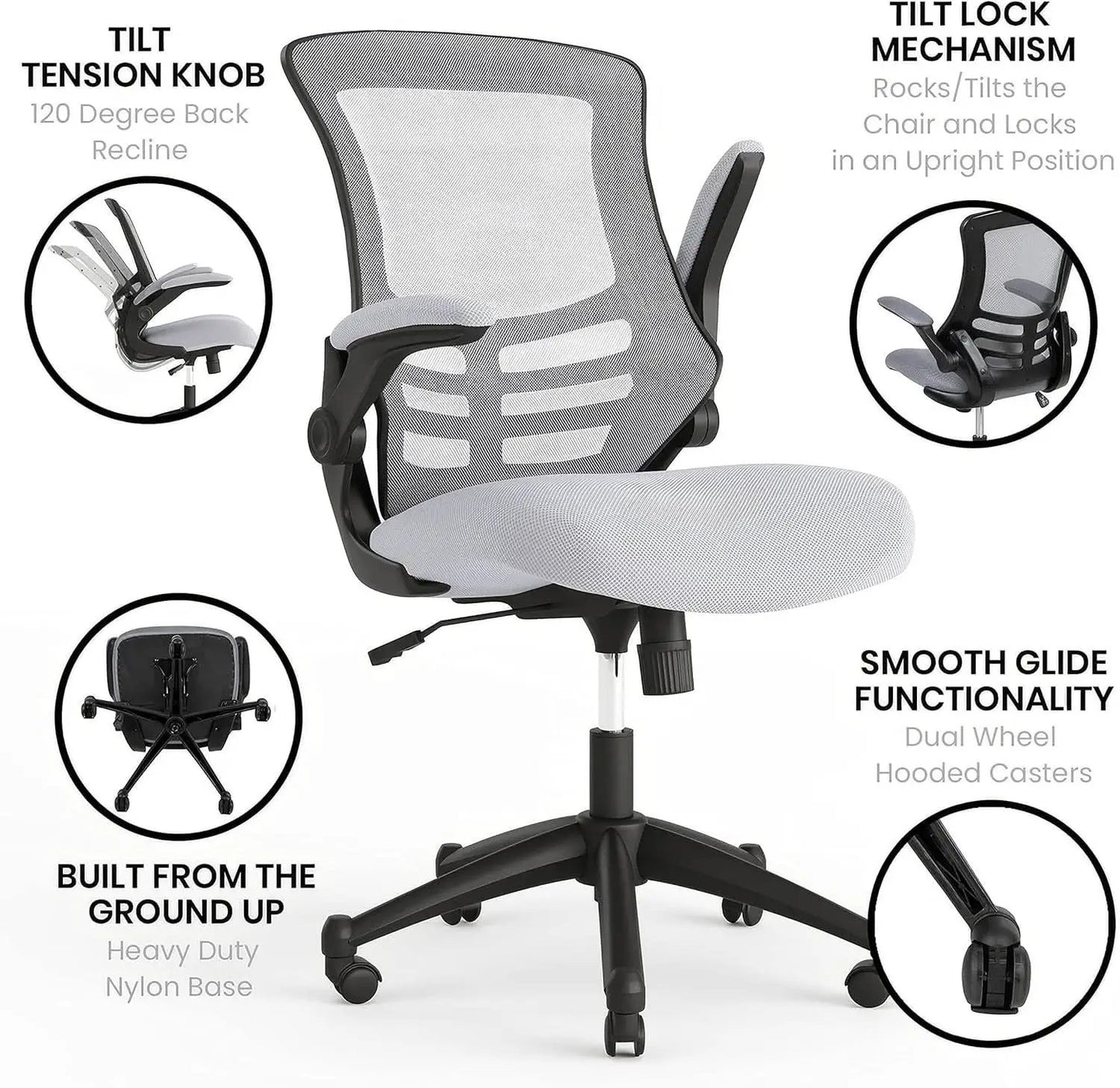 Kelista Dark Gray Mesh Mid Back Office Chair For Desk from PriceLows™