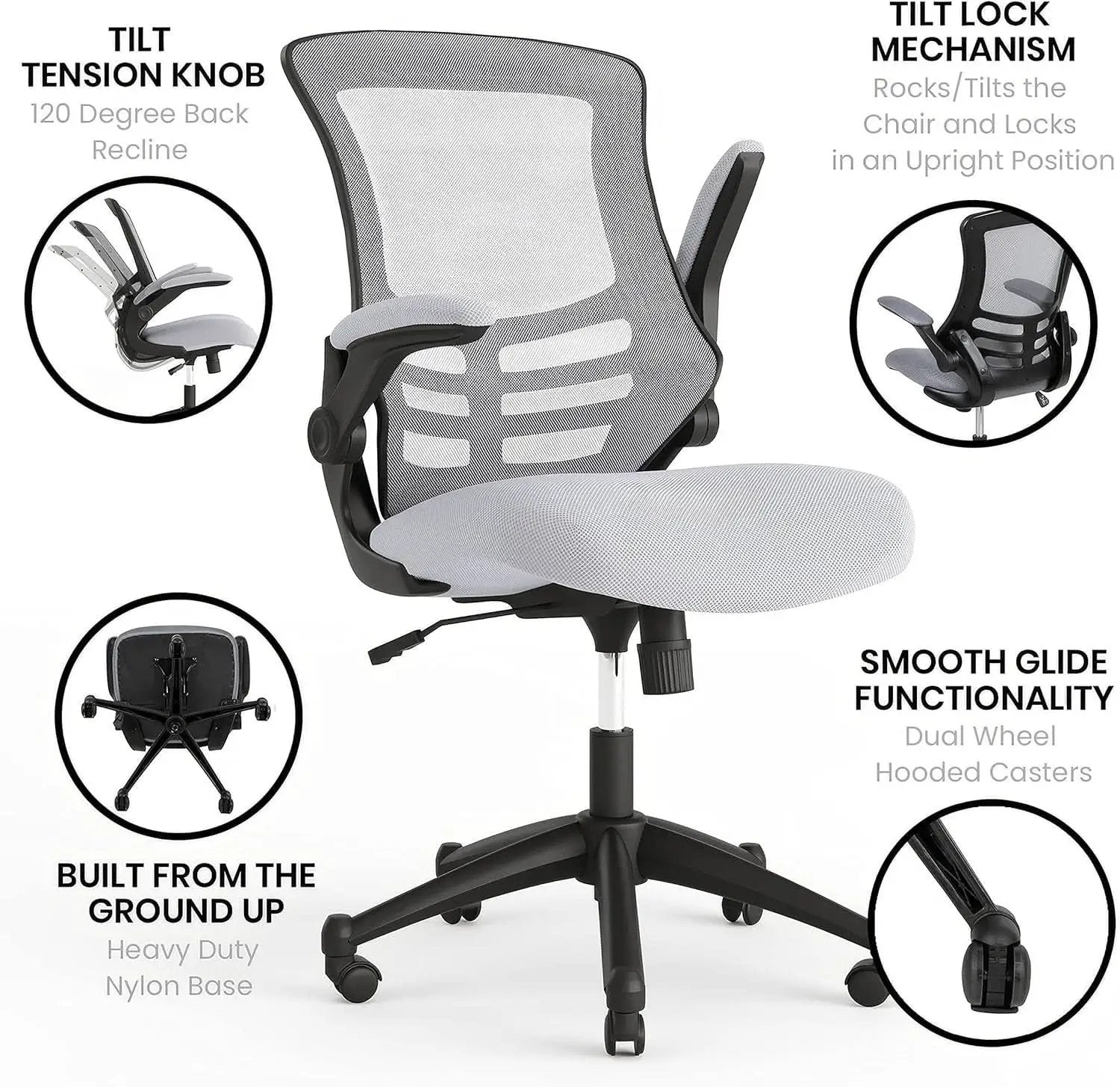 Kelista Dark Gray Mesh Mid Back Office Chair For Desk from PriceLows™
