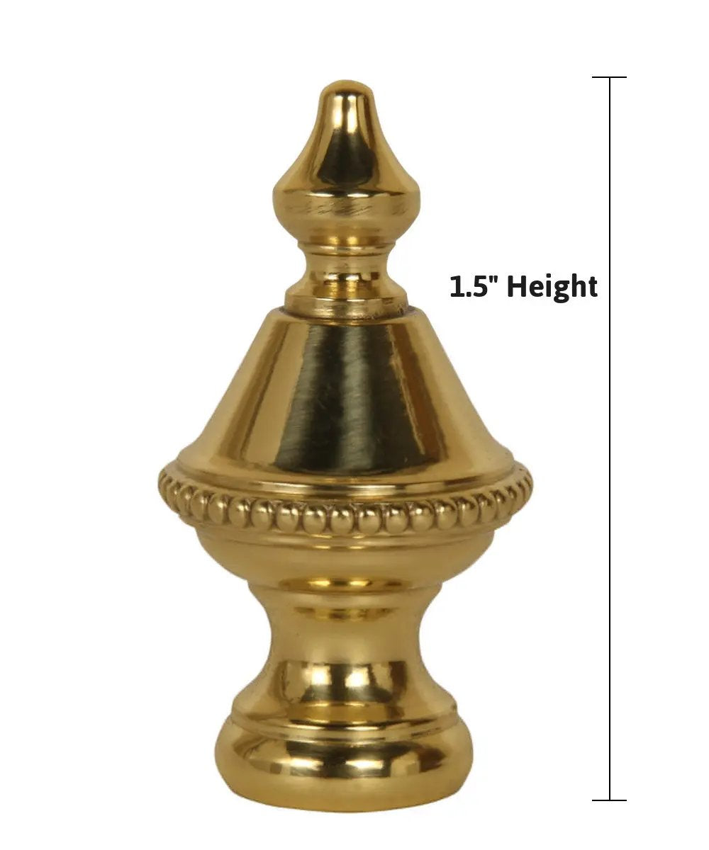 Lamp Finial | Polished Brass | 1.5 Inch Height | 1/4-27 Thread
