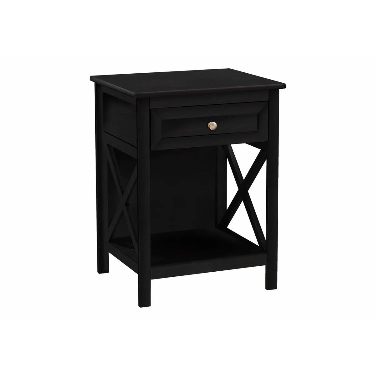 2-Tier Accent End Table | 25 Inch Height | Paneled Storage Drawer | Transitional Style