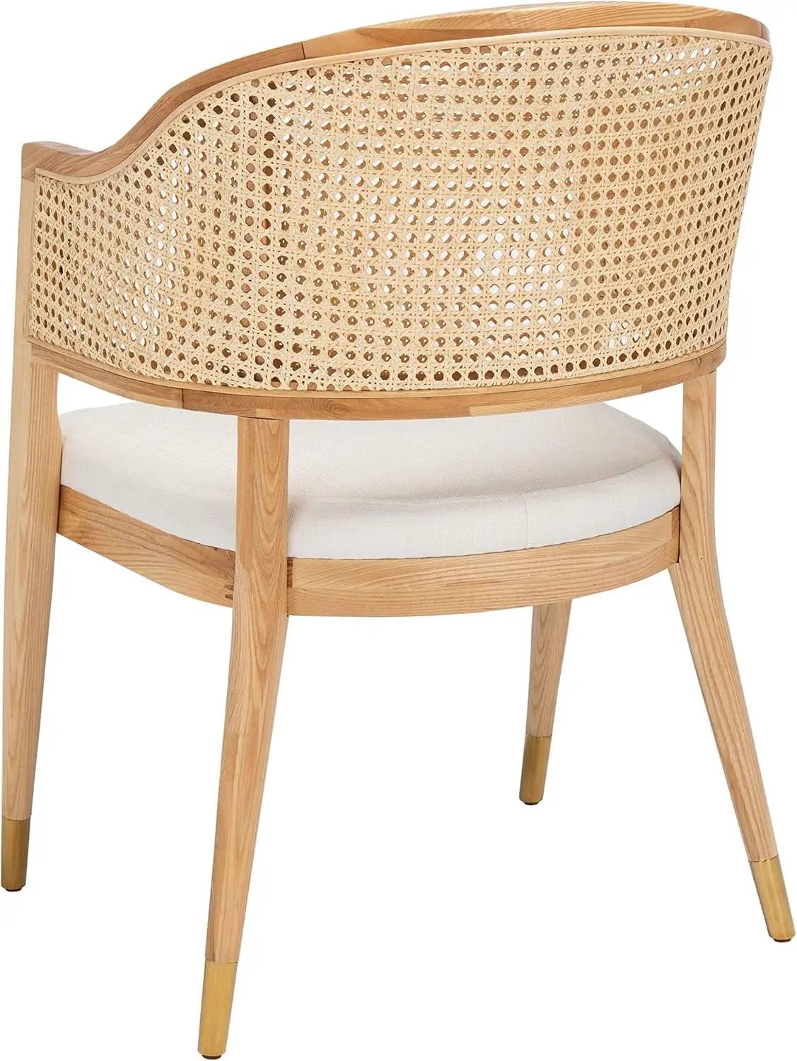 Natural Rattan Accent Chair with Brass Caps Fully Assembled from PriceLows™