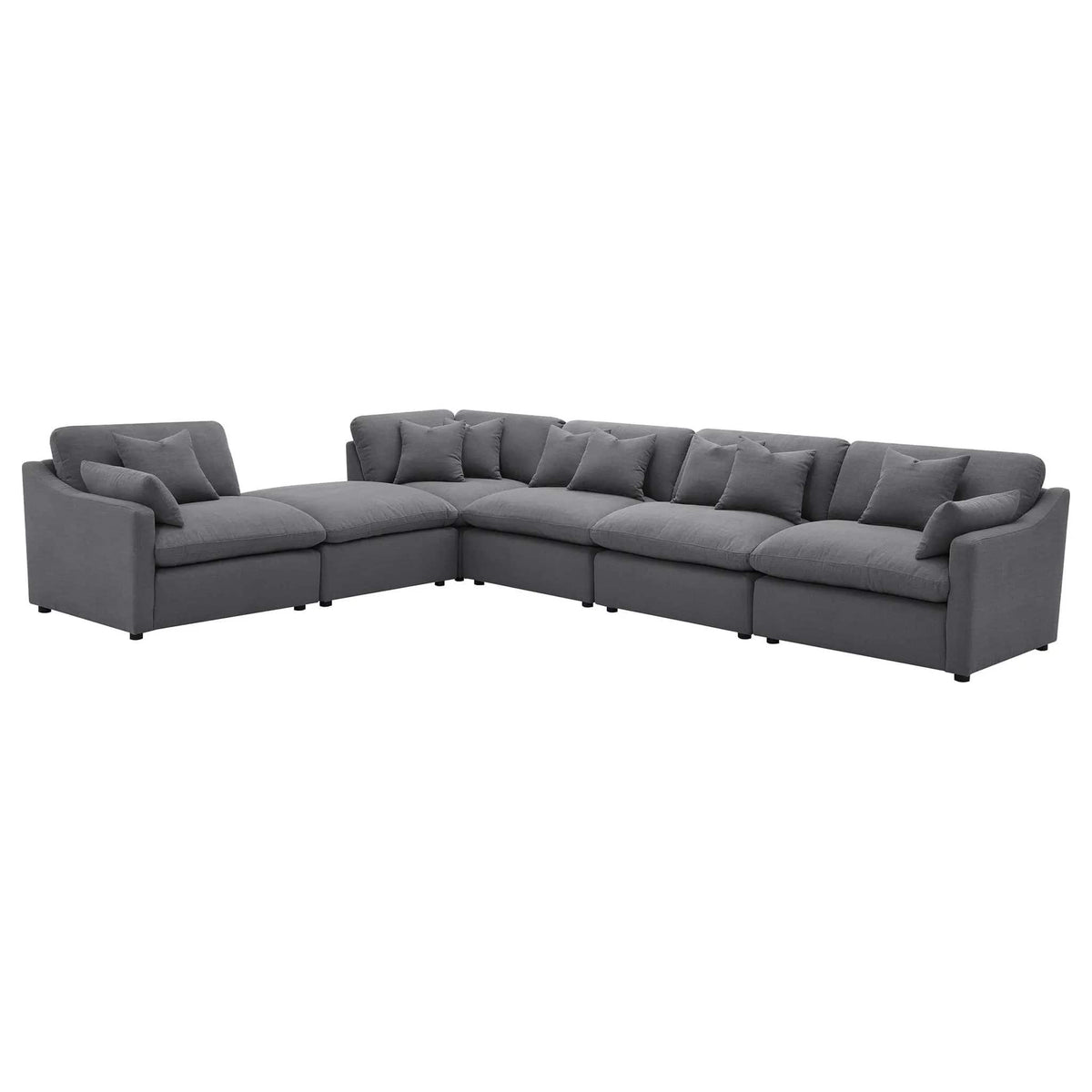 Hobson 6-piece Upholstered Modular Sectional Sofa | 6-Piece Set | Fabric | Charcoal