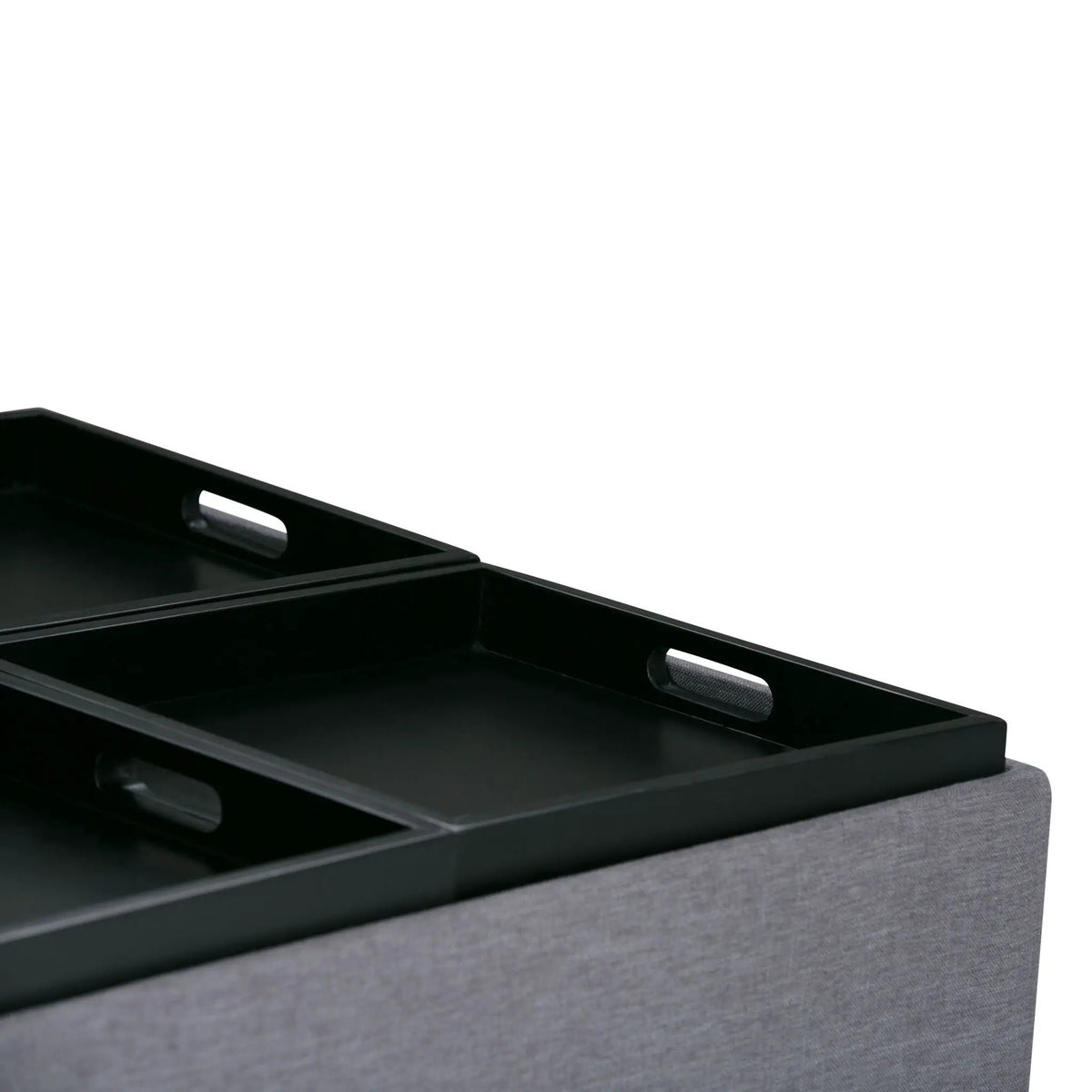 Avalon Square Storage Ottoman | Coffee Table Design | Four Flip Over Serving Trays | 35 Inch Width