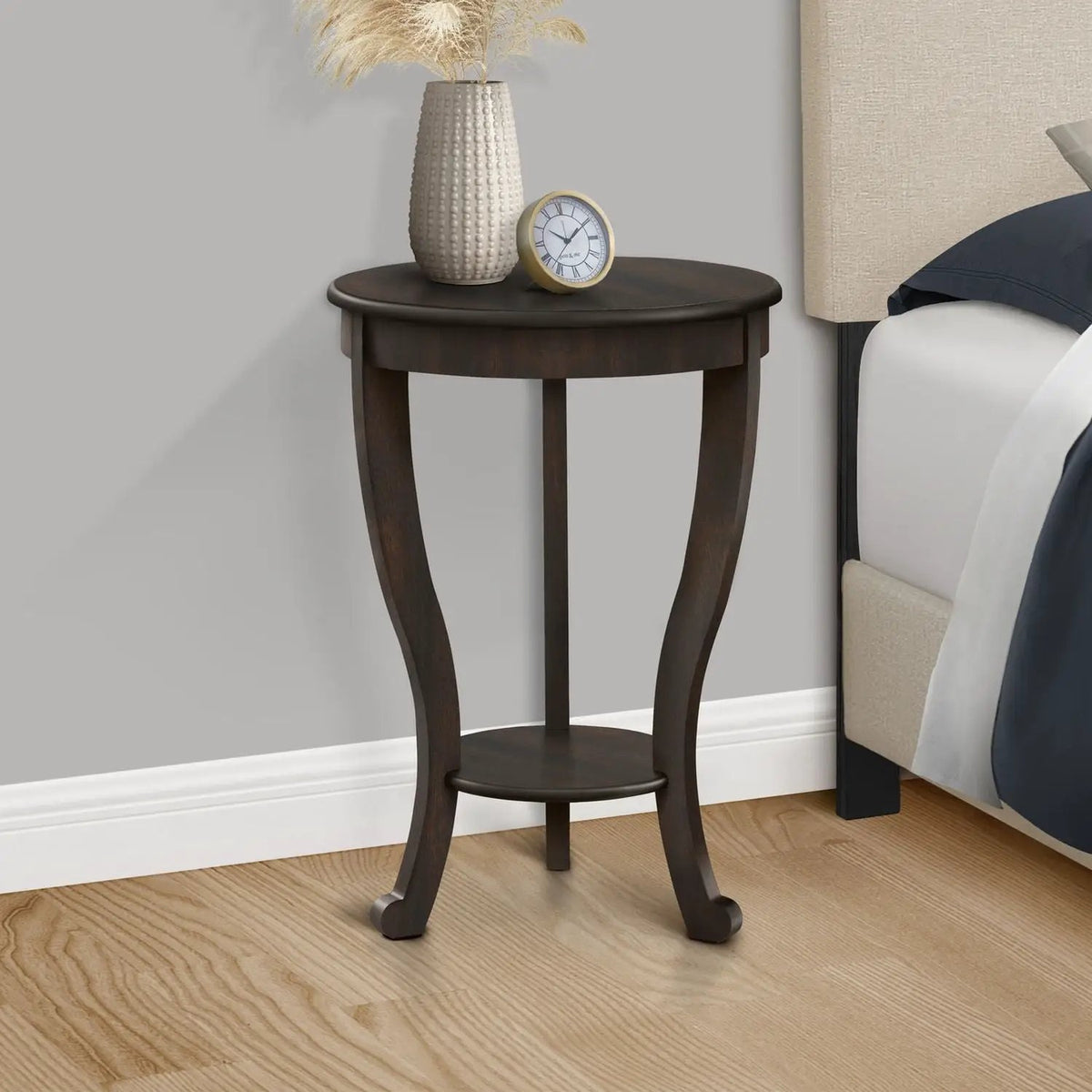 Accent End Table | 2 Tier | Dark Walnut Veneer | Traditional