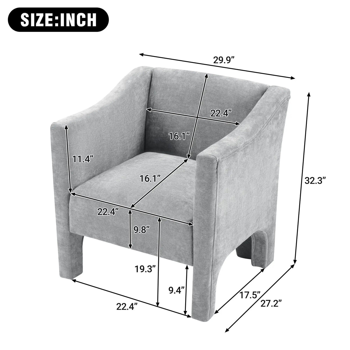 Barrel Accent Chair | Enclosed Wraparound Arms | Pill-Resistant Fabric | Ergonomic Support