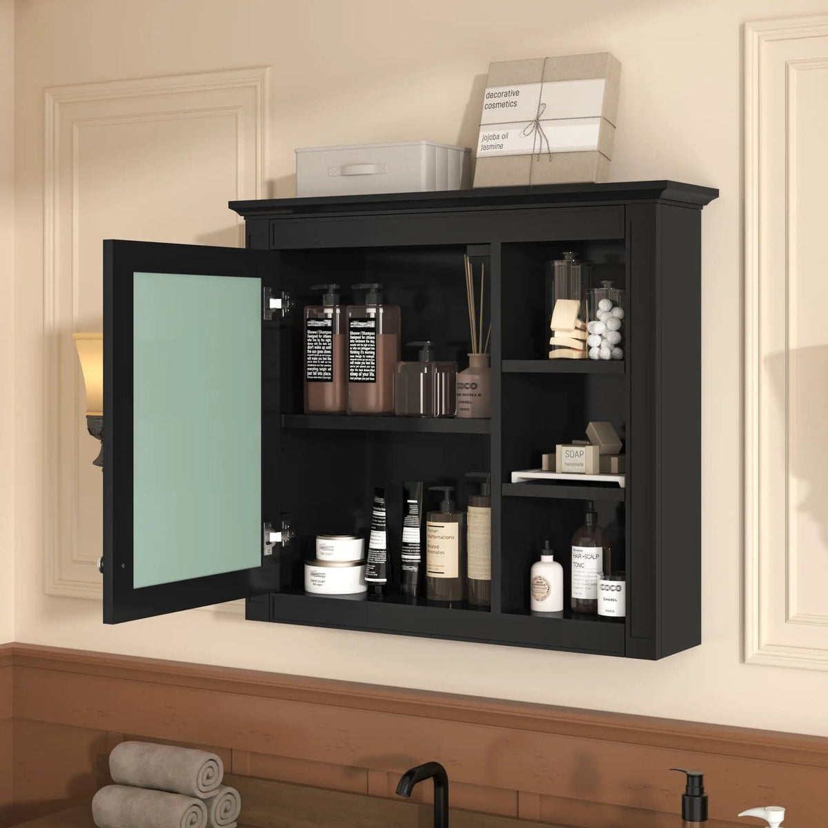 Modern Wall-Mounted Medicine Cabinet With Mirror | 2 Pieces | Iron & Mdf | Home