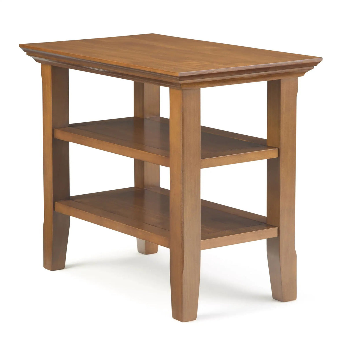 Acadian Narrow Side Table | Handcrafted Solid Wood | 2 Open Storage Shelves | 24 Inch Height