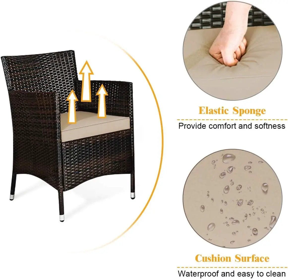 4-Piece Outdoor Rattan Conversation Set with Cushions from PriceLows™