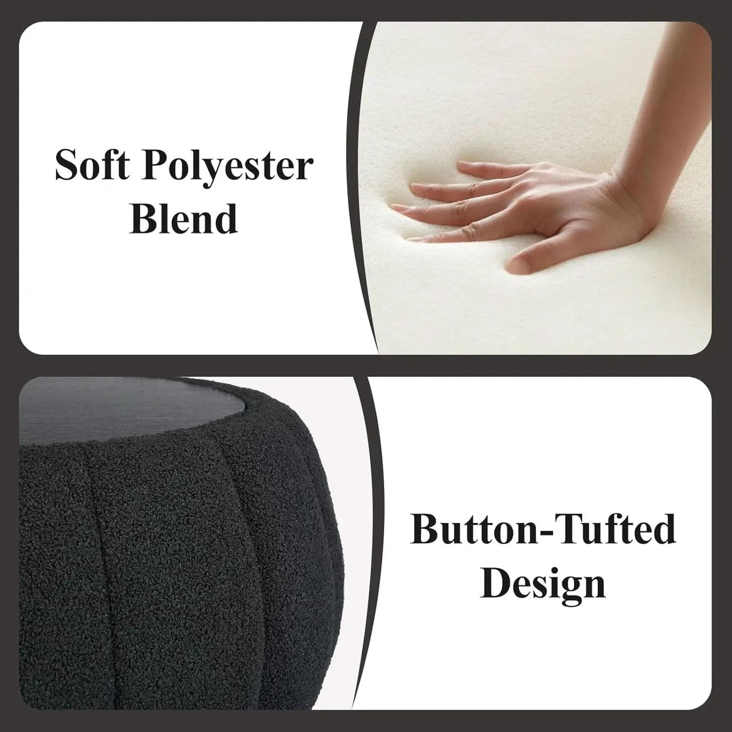 30 Inch Round Profile Teddy Fabric Hidden Storage Ottoman from PriceLows™