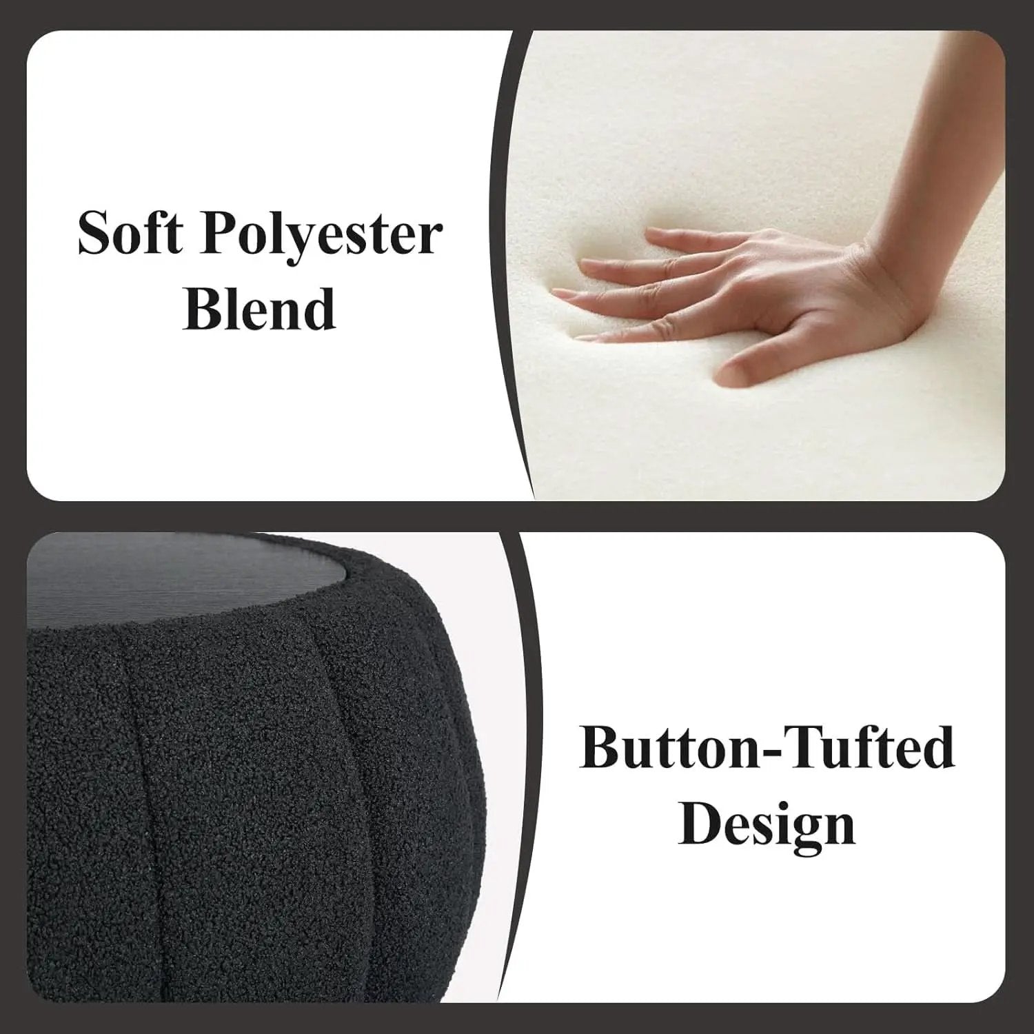 30 Inch Round Profile Teddy Fabric Hidden Storage Ottoman from PriceLows™