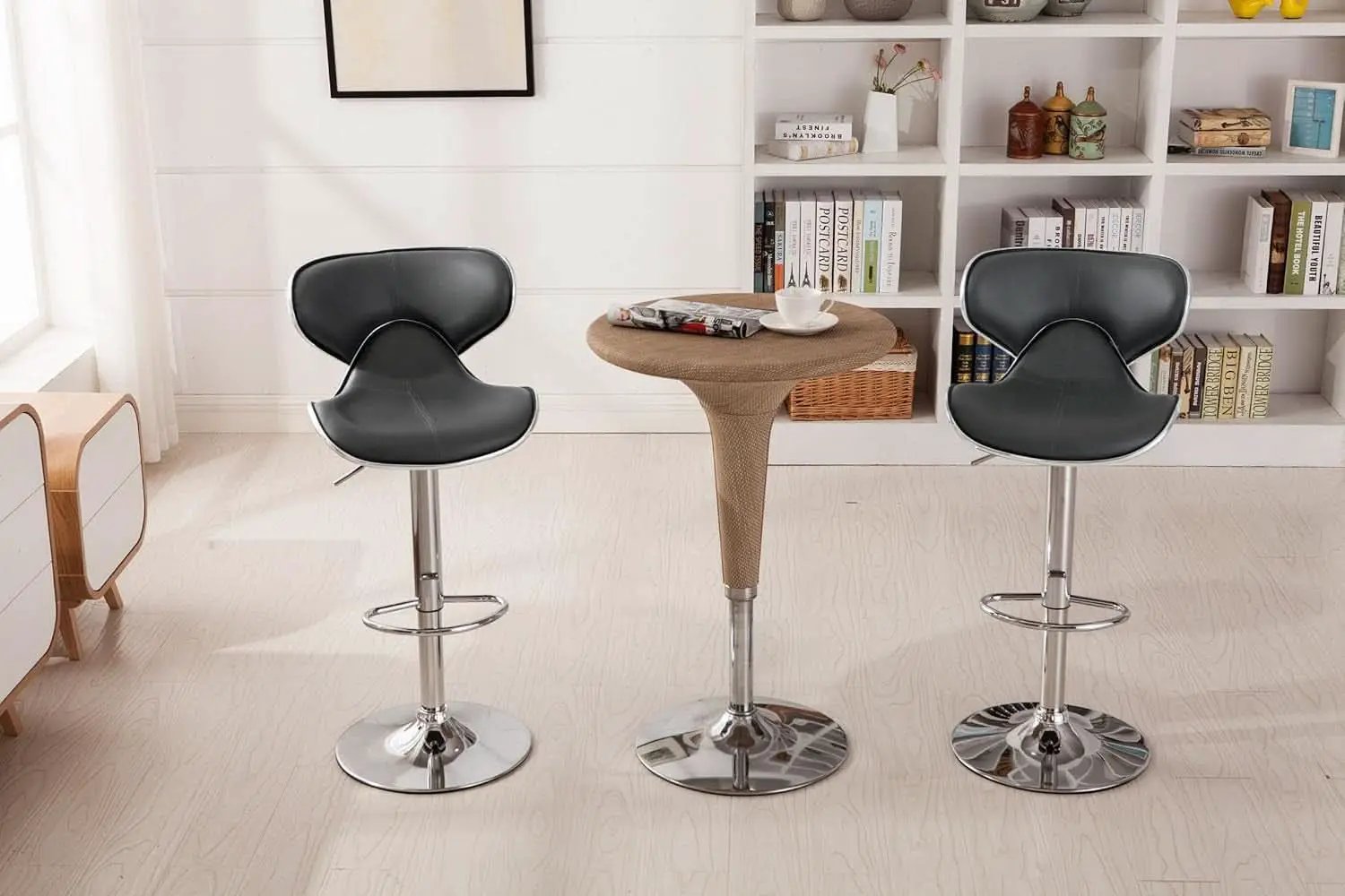 Masaccio Grey Leatherette Airlift Swivel Barstool Set of 2 from PriceLows™