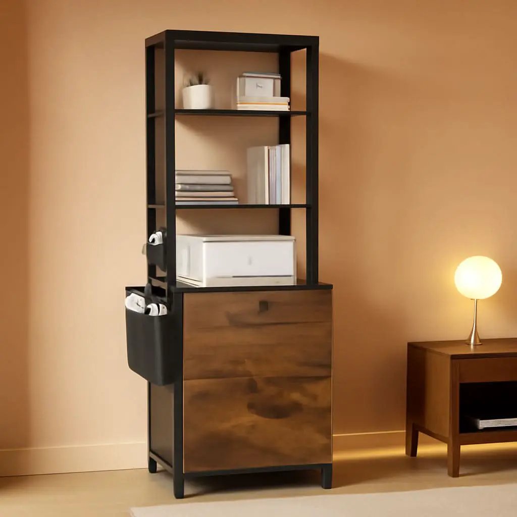 2 Drawer File Cabinet With Lock Rustic Brown For Letter Legal A4 Hanging File Folders Adjustable Shelf from PriceLows™