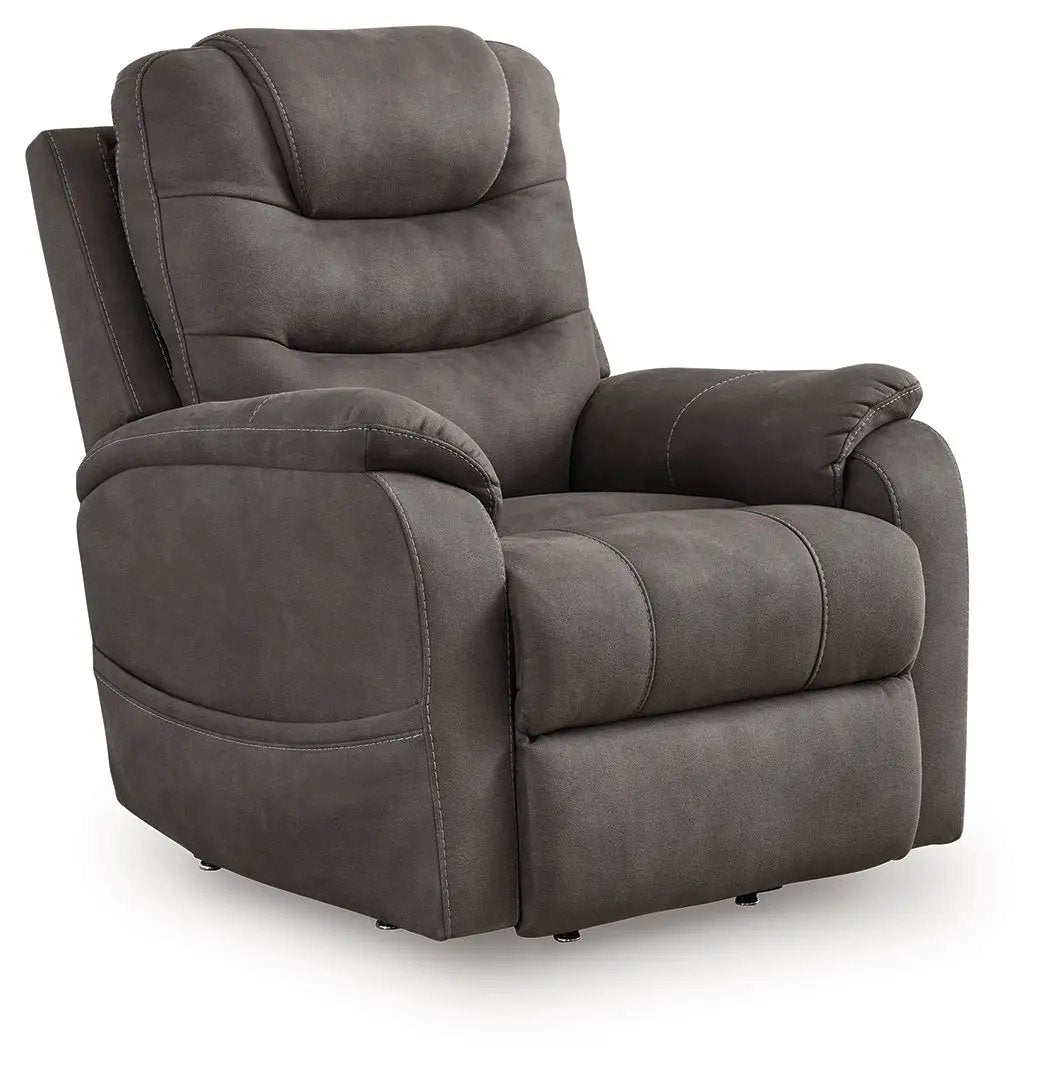 Snowfield Power Lift Recliner | Gunmetal | 25 Inch Arm Height | 21 Inch Seat Depth