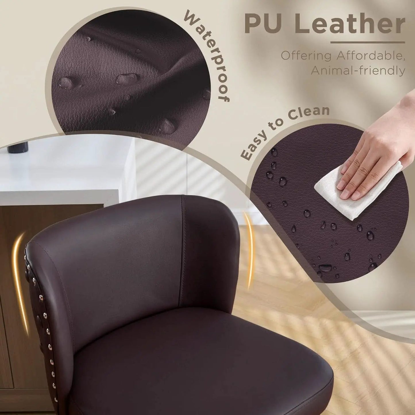 Swivel Bar Stools Set Of 3 Brown Counter Height 27.5in from PriceLows™