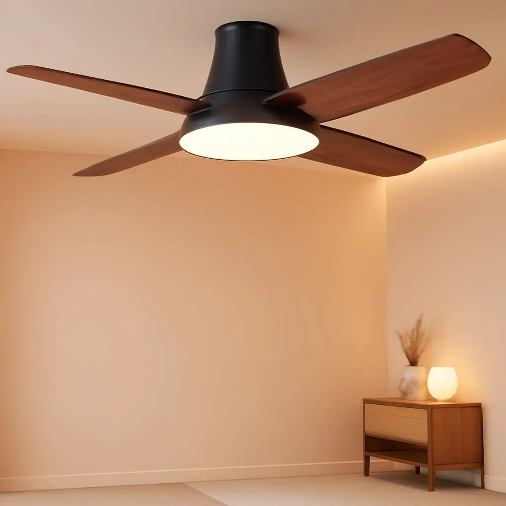 44 Inch Low Profile Black Ceiling Fan With Dimmable LED from PriceLows™