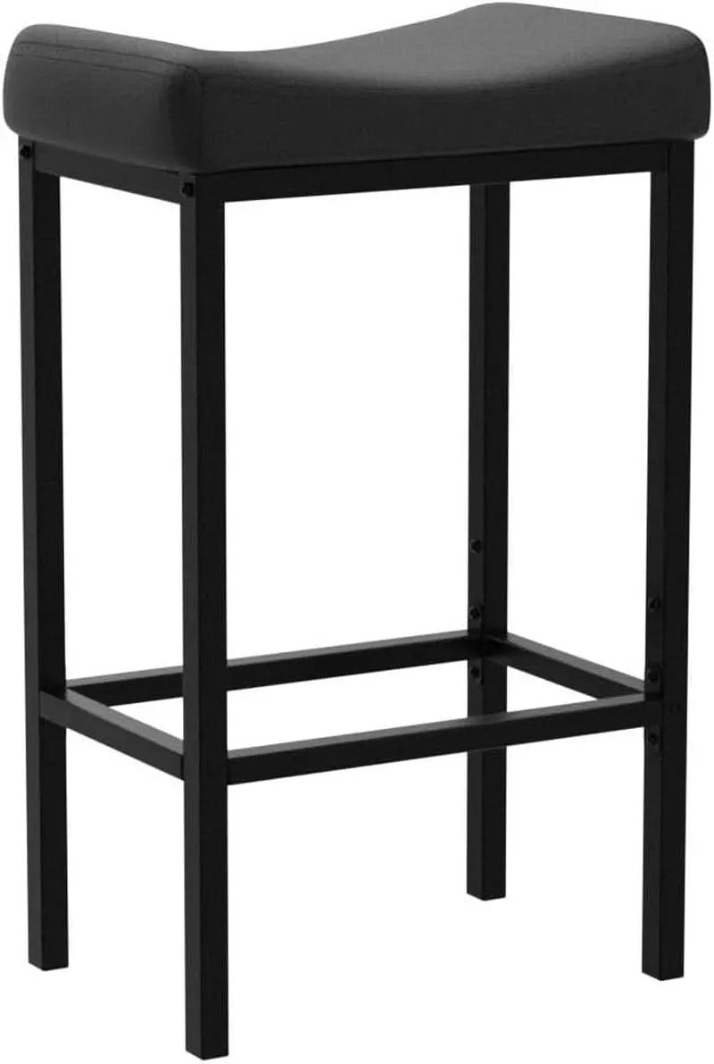 Counter Height Bar Stools Set Of 2 Saddle Seat Black from PriceLows™