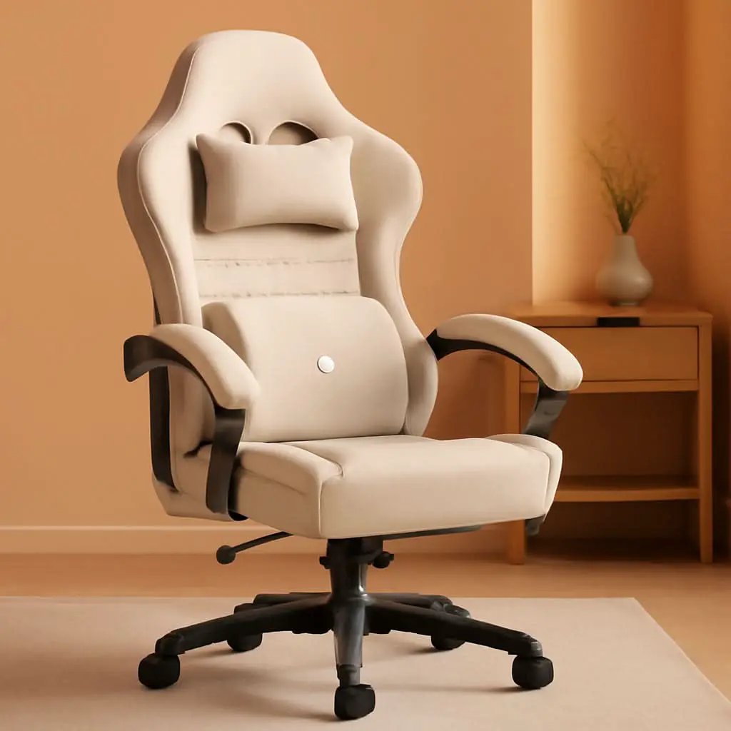 Beige Gaming Chair With Pocket Spring Cushion And Gel Pad from PriceLows™