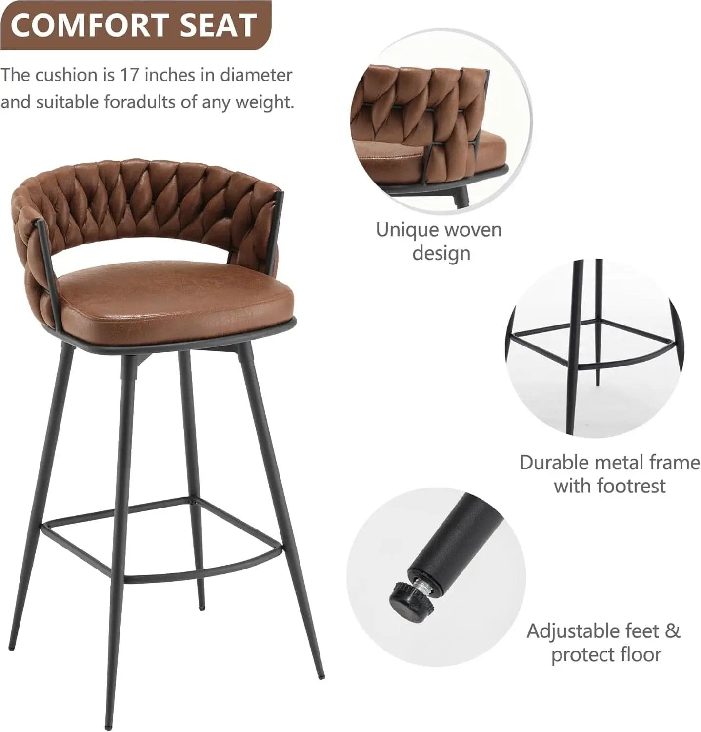 Elegant Swivel Bar Stools Set of Two 26 Inch from PriceLows™