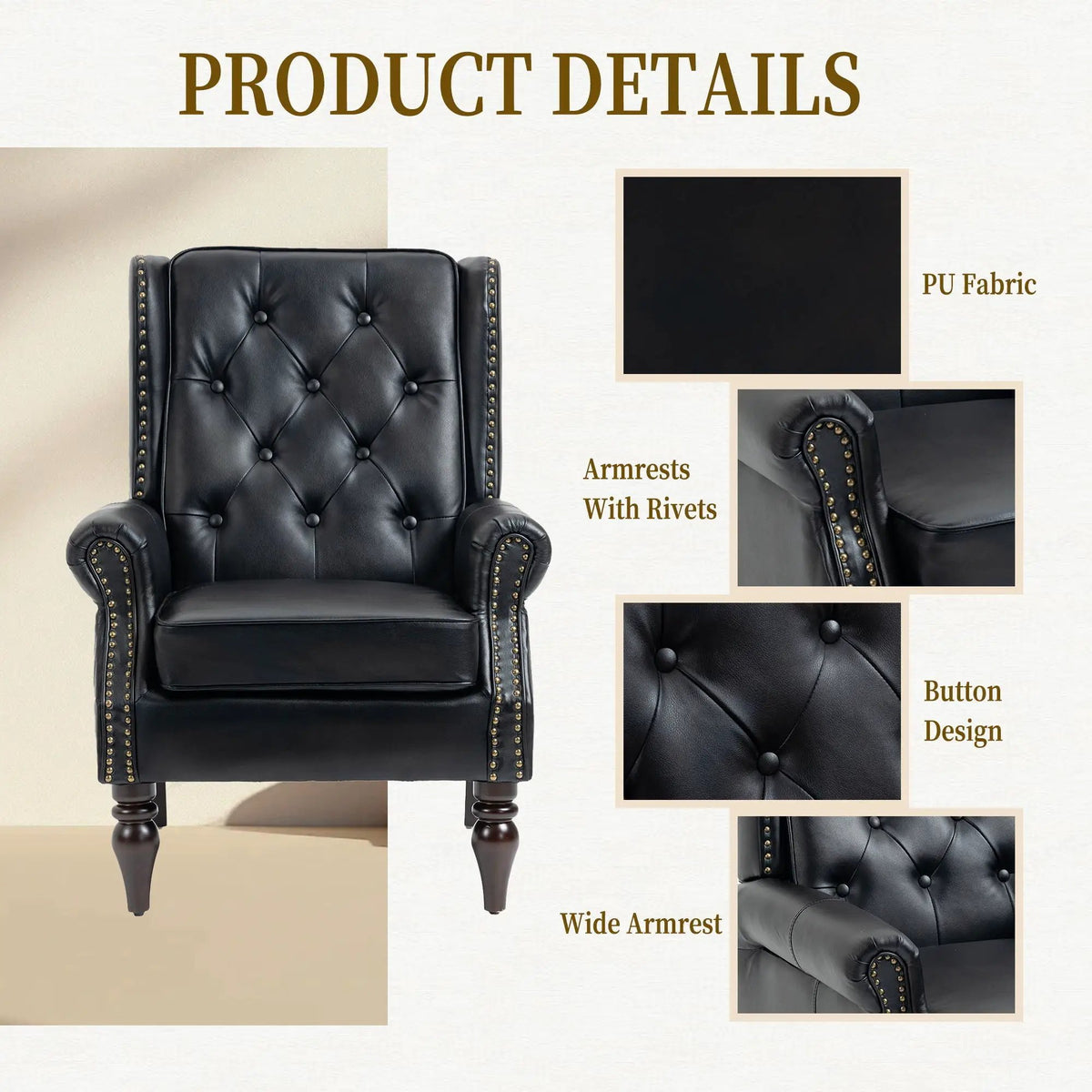 Modern Accent Armchair | Rubber Wood Legs | High Resilience Foam