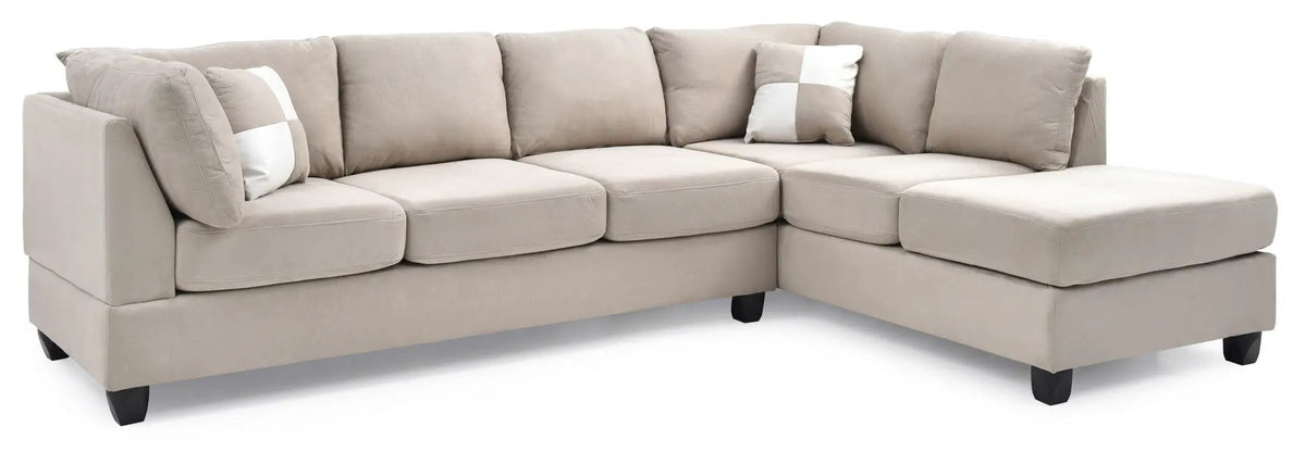 Malone Comfort Sectional | Pocketed Coil And Foam Seating | Removable Backs | 111 Inch Length